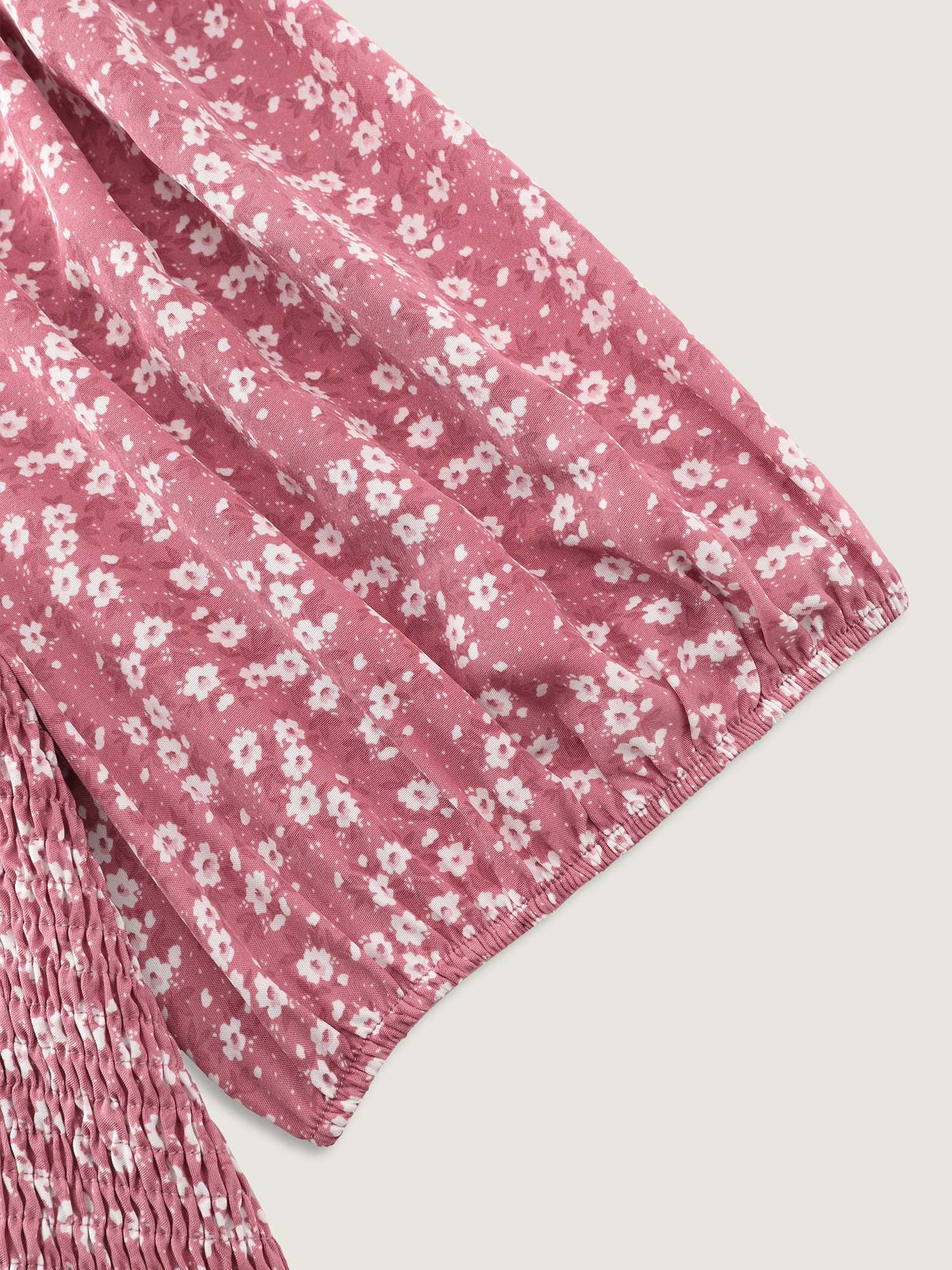Floral Print Ruffled Hem Square Neckline Jumpsuit - Image 4