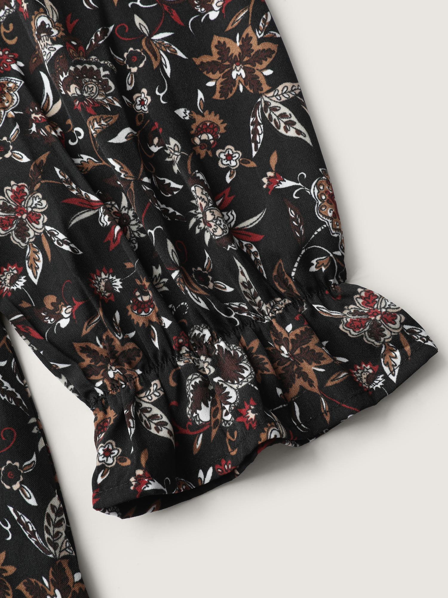 Floral Print Ruffled Neck Blouse - Image 5
