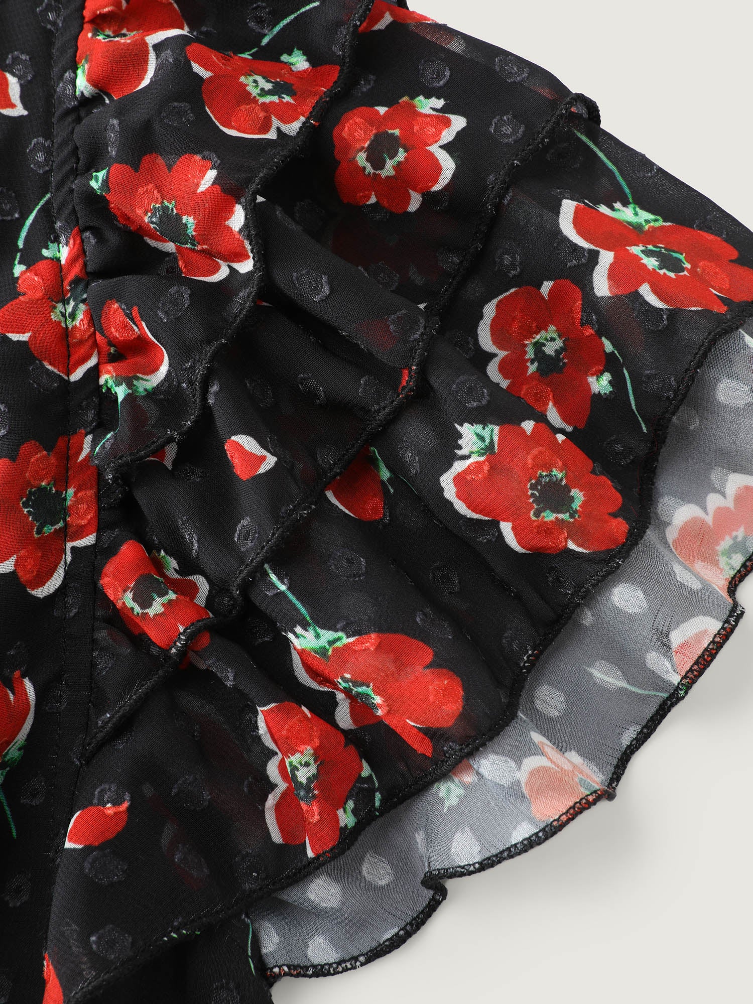 Floral Print Ruffled Sleeve Textured Blouse - Image 6