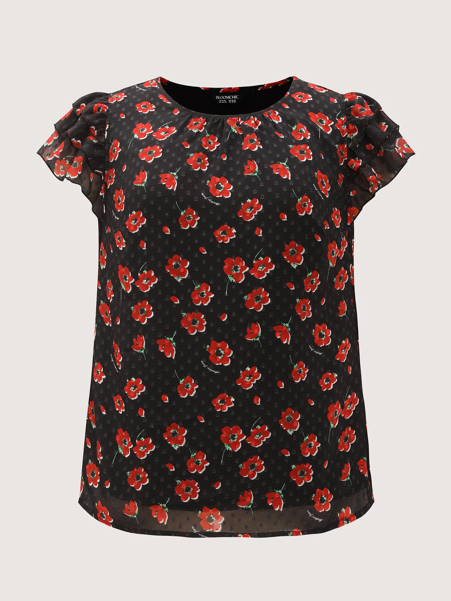 Floral Print Ruffled Sleeve Textured Blouse - Image 7