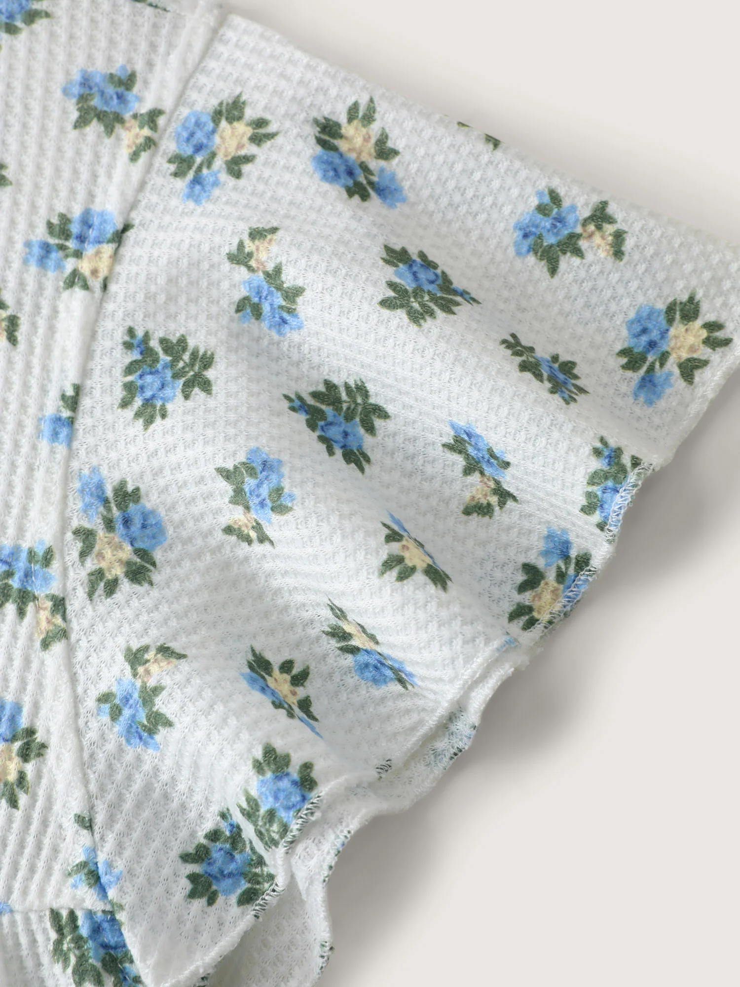 Floral Print Ruffled Sleeve Tiered Knit Top - Image 5