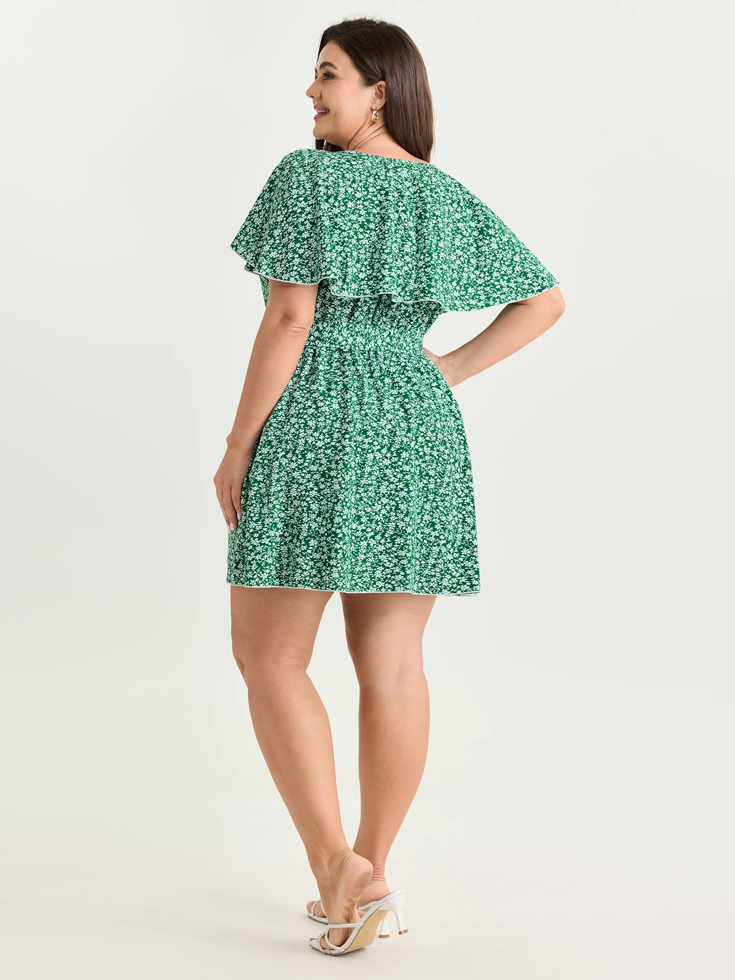 Floral Print Ruffled Wrap Hem Romper - Image 4