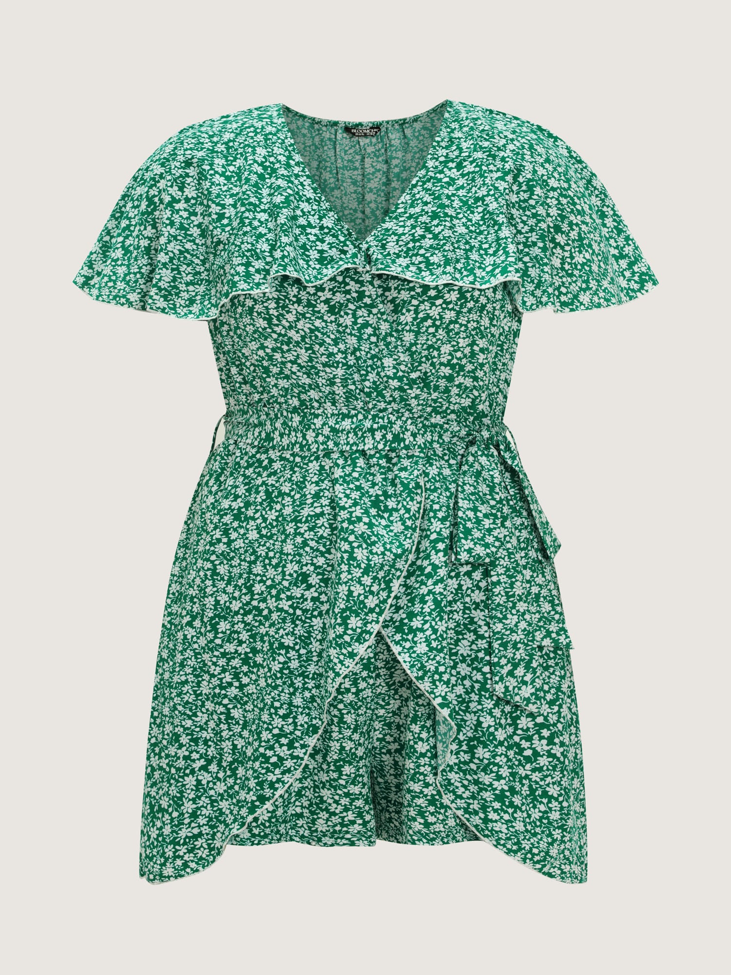 Floral Print Ruffled Wrap Hem Romper - Image 7