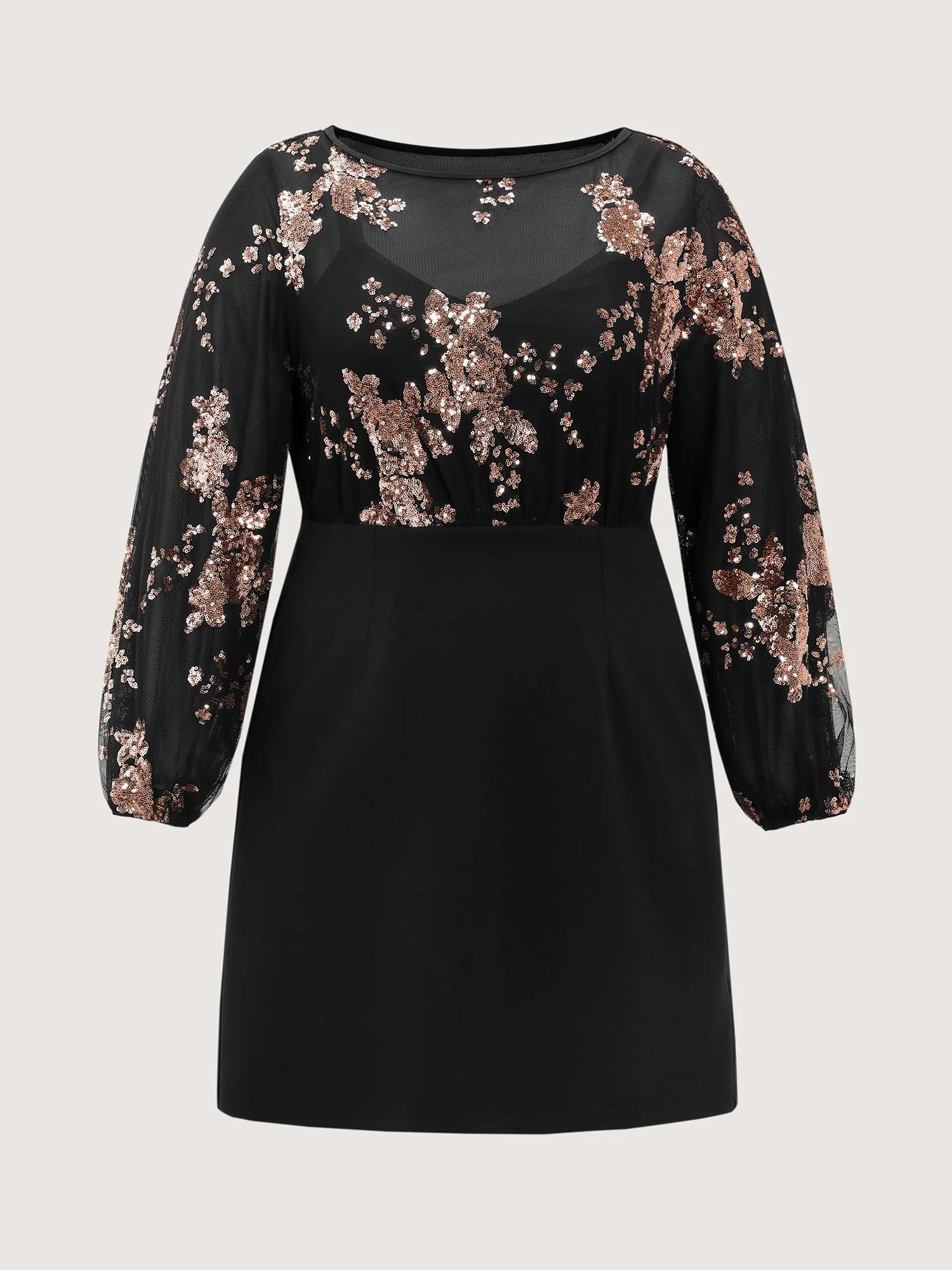 Floral Print Sheer Contrast Midi Dress - Image 7