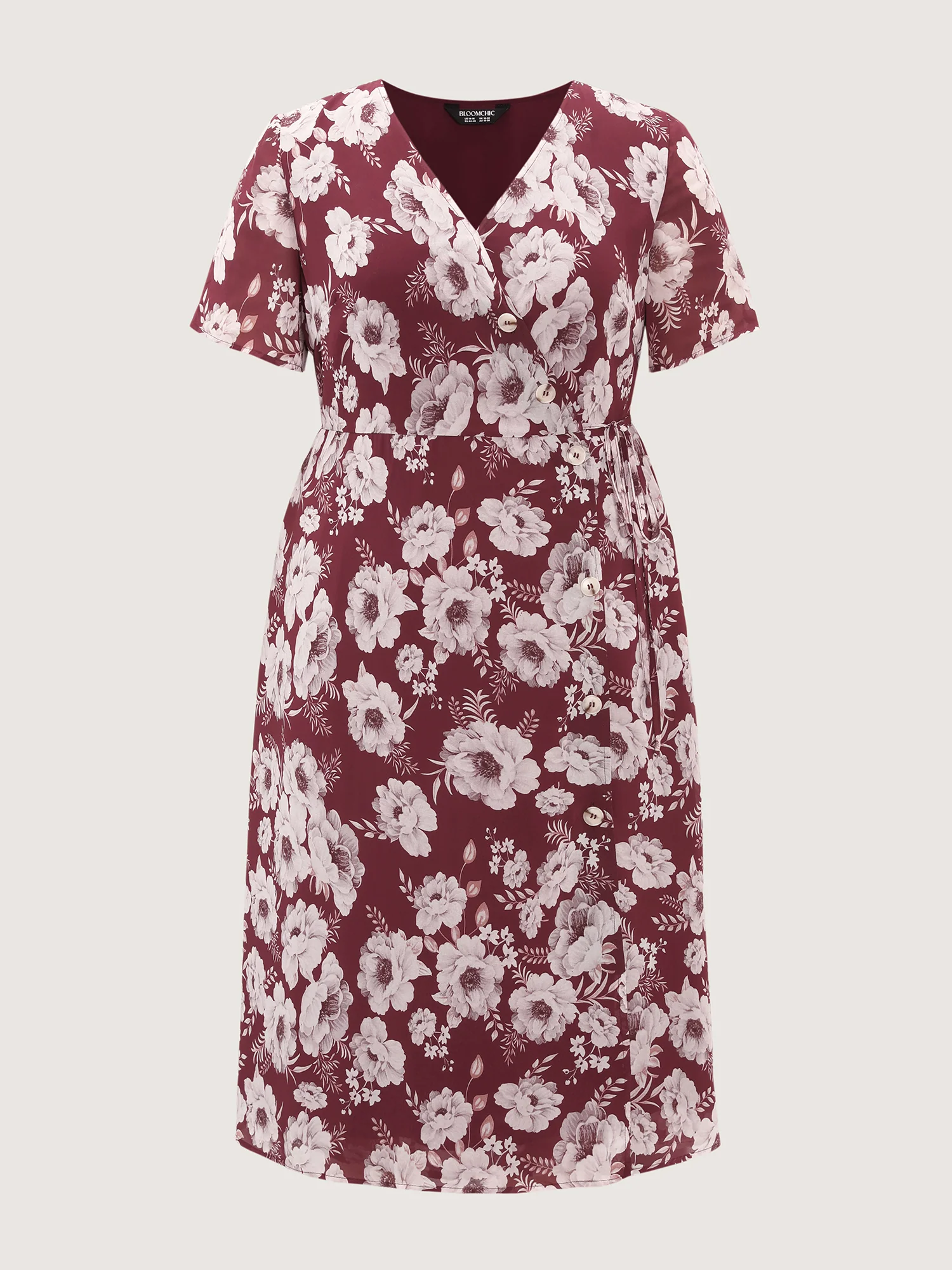 Floral Print Sheer Stretchy Waist Midi Dress - Image 7