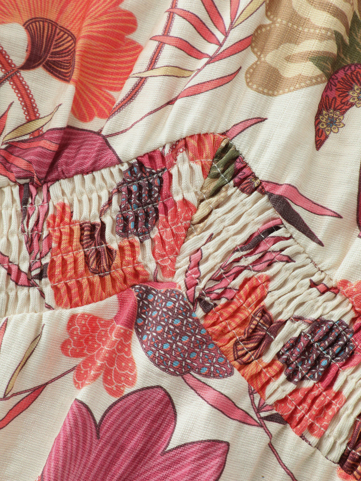 Floral Print Shirred Babydoll Blouse - Image 5