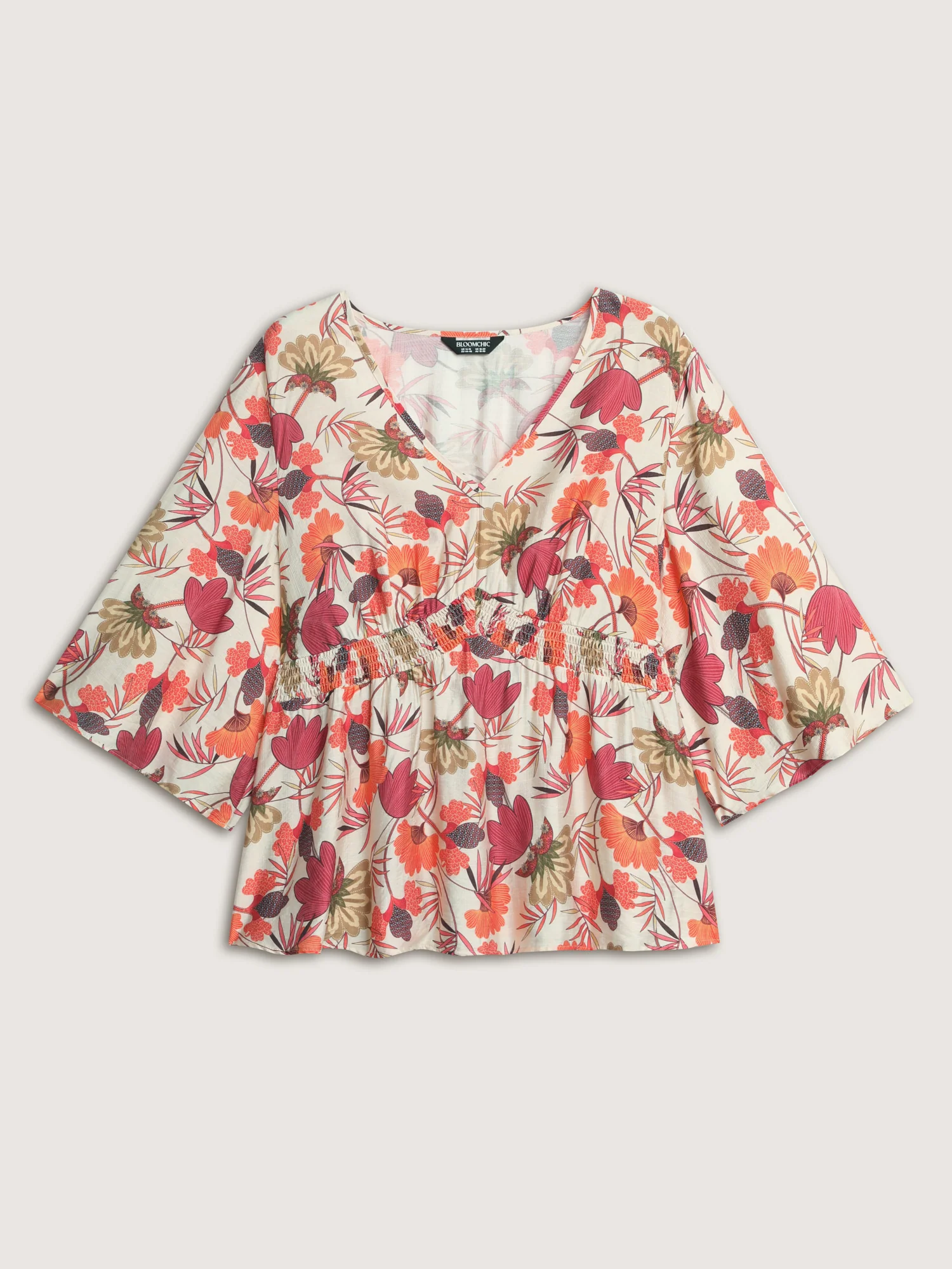 Floral Print Shirred Babydoll Blouse - Image 6