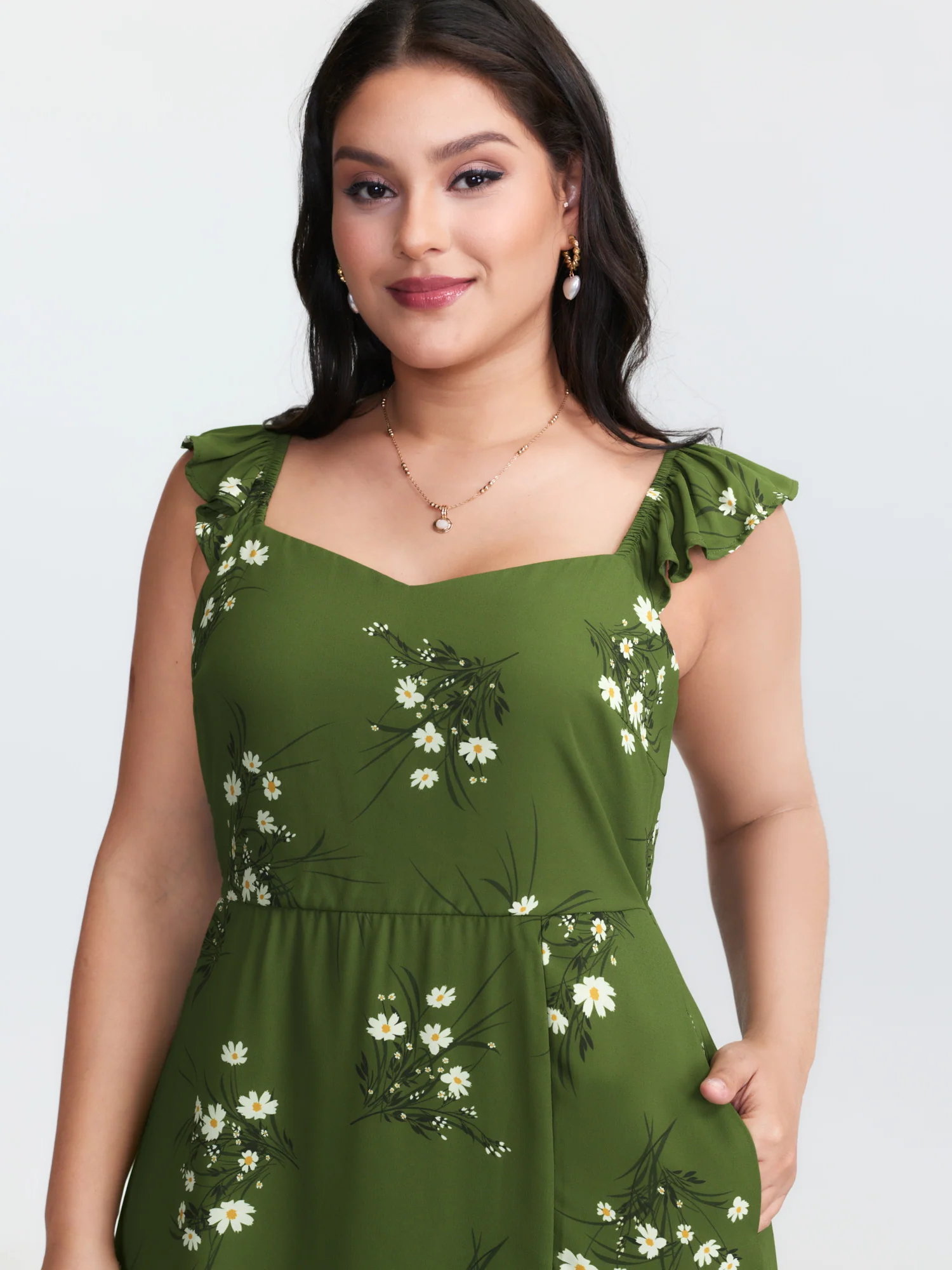 Floral Print Shirred Back Midi Dress - Image 2