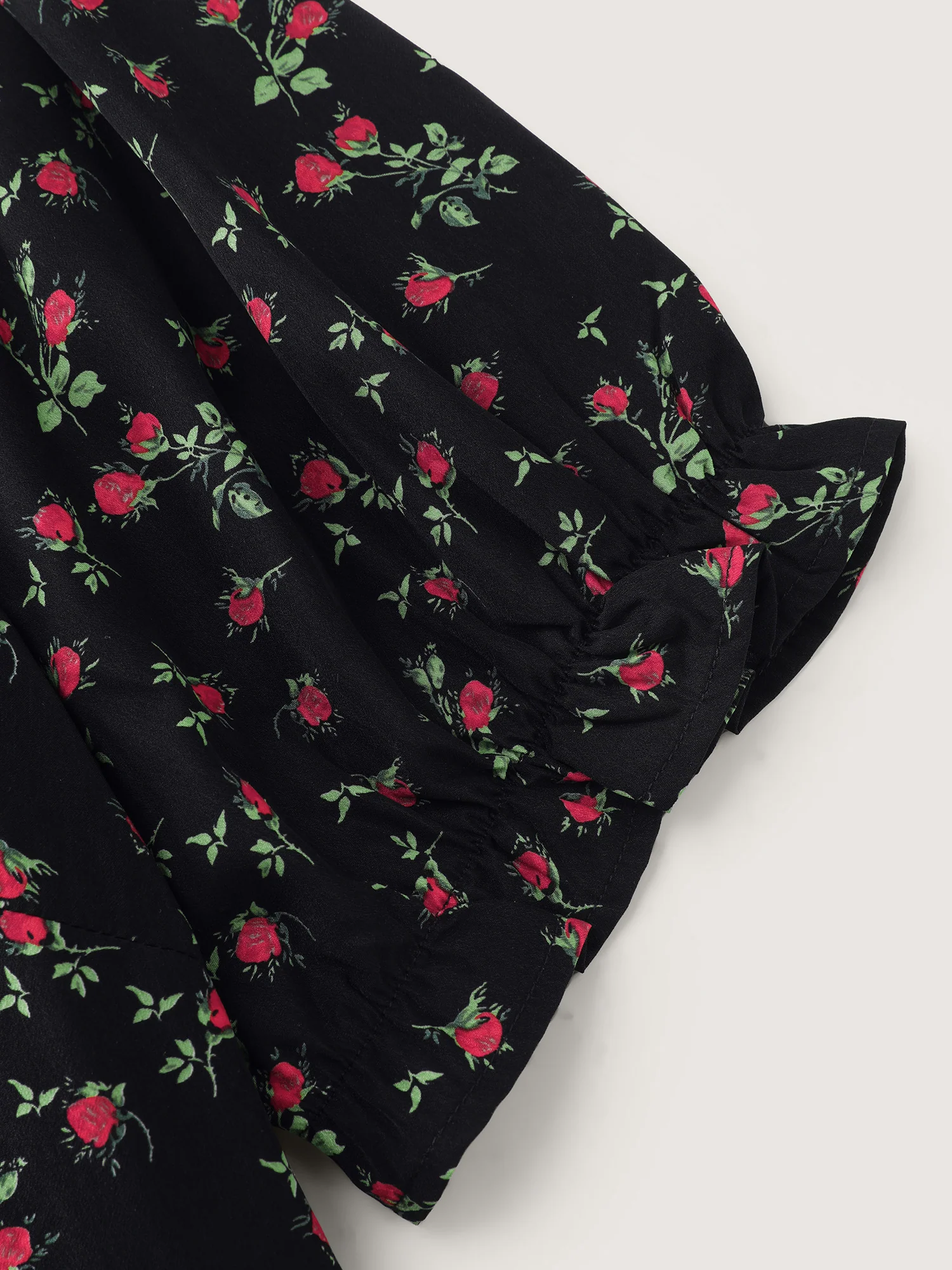 Floral Print Shirred Back-Tie Midi Dress - Image 7