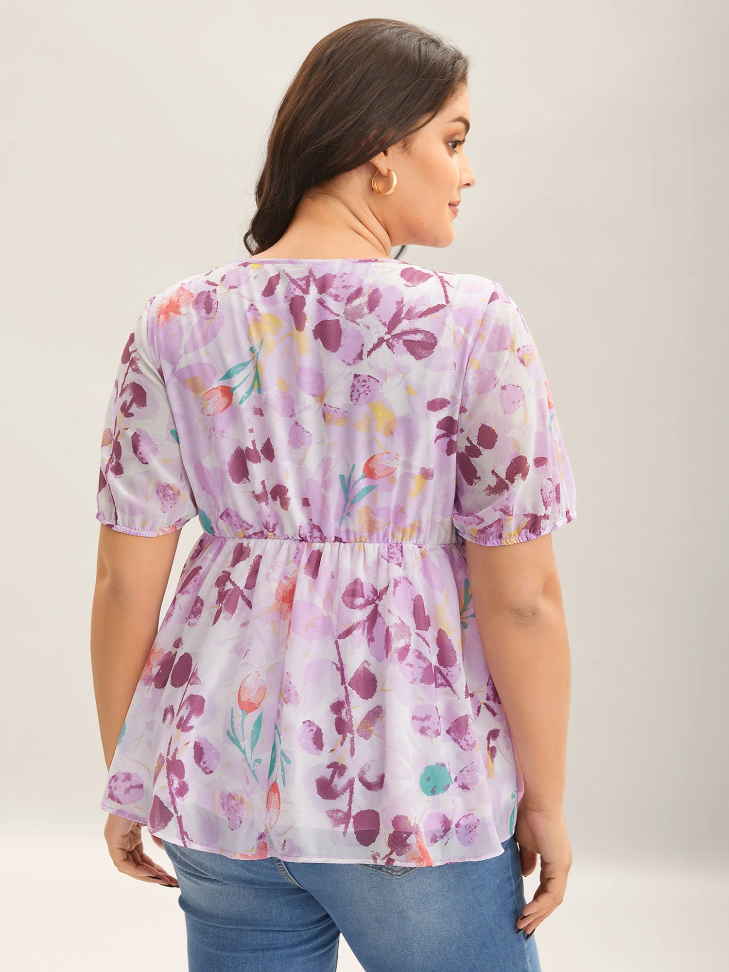 Floral Print Shirred Bodice Blouse - Image 3
