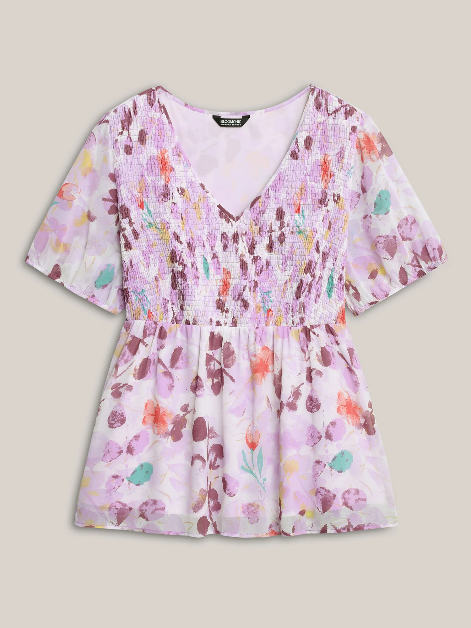 Floral Print Shirred Bodice Blouse - Image 7