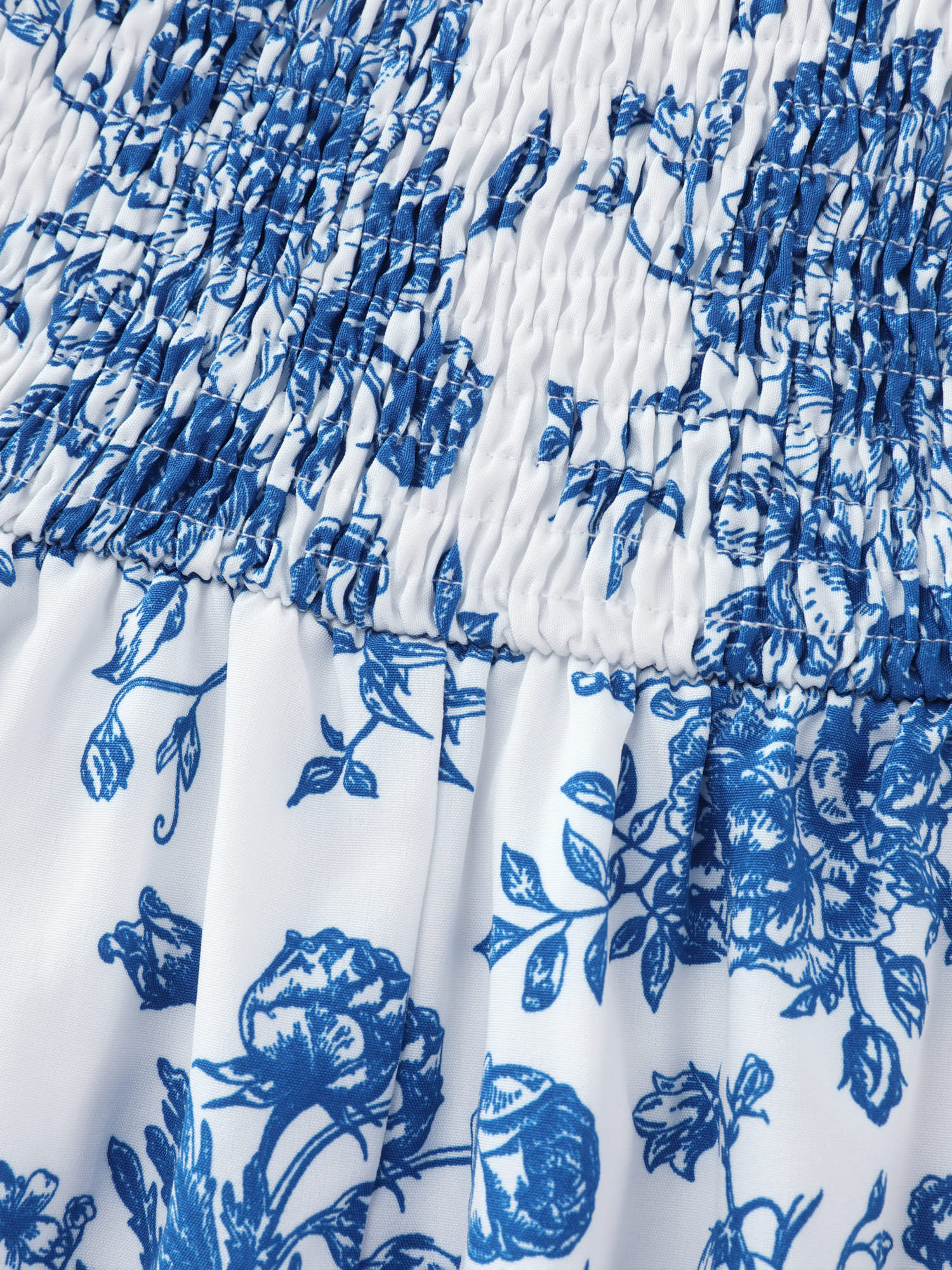 Floral Print Shirred Bodice Drawstring Mini Dress - Image 6