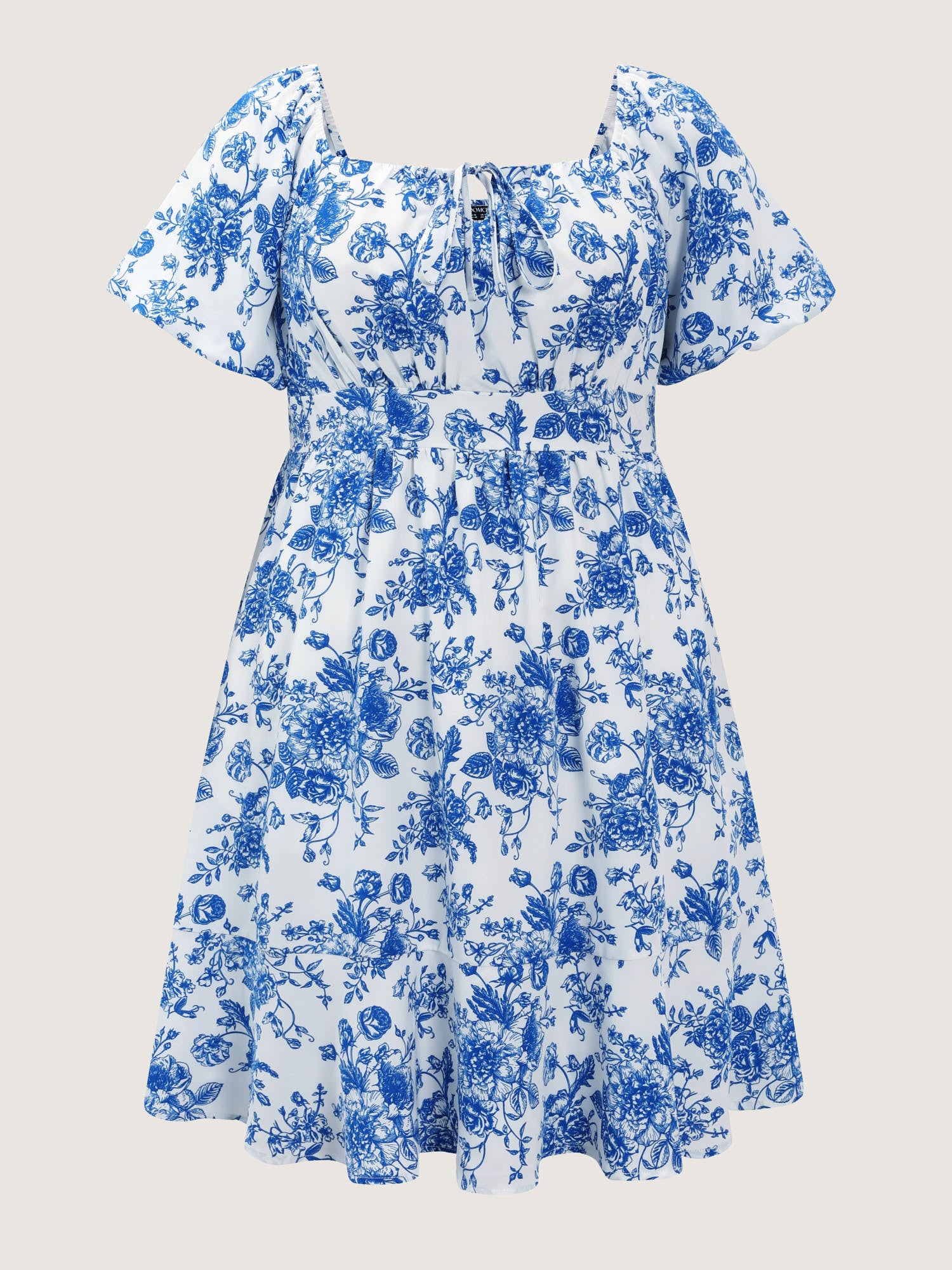 Floral Print Shirred Bodice Drawstring Mini Dress - Image 8