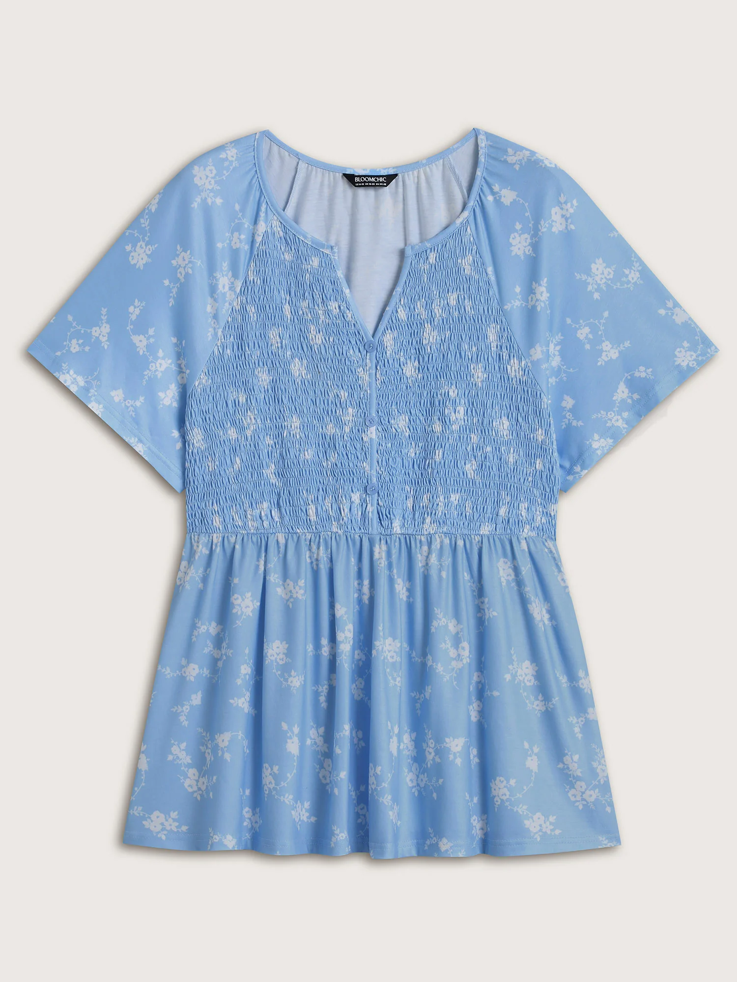 Floral Print Shirred Bodice Jersey Top - Image 6