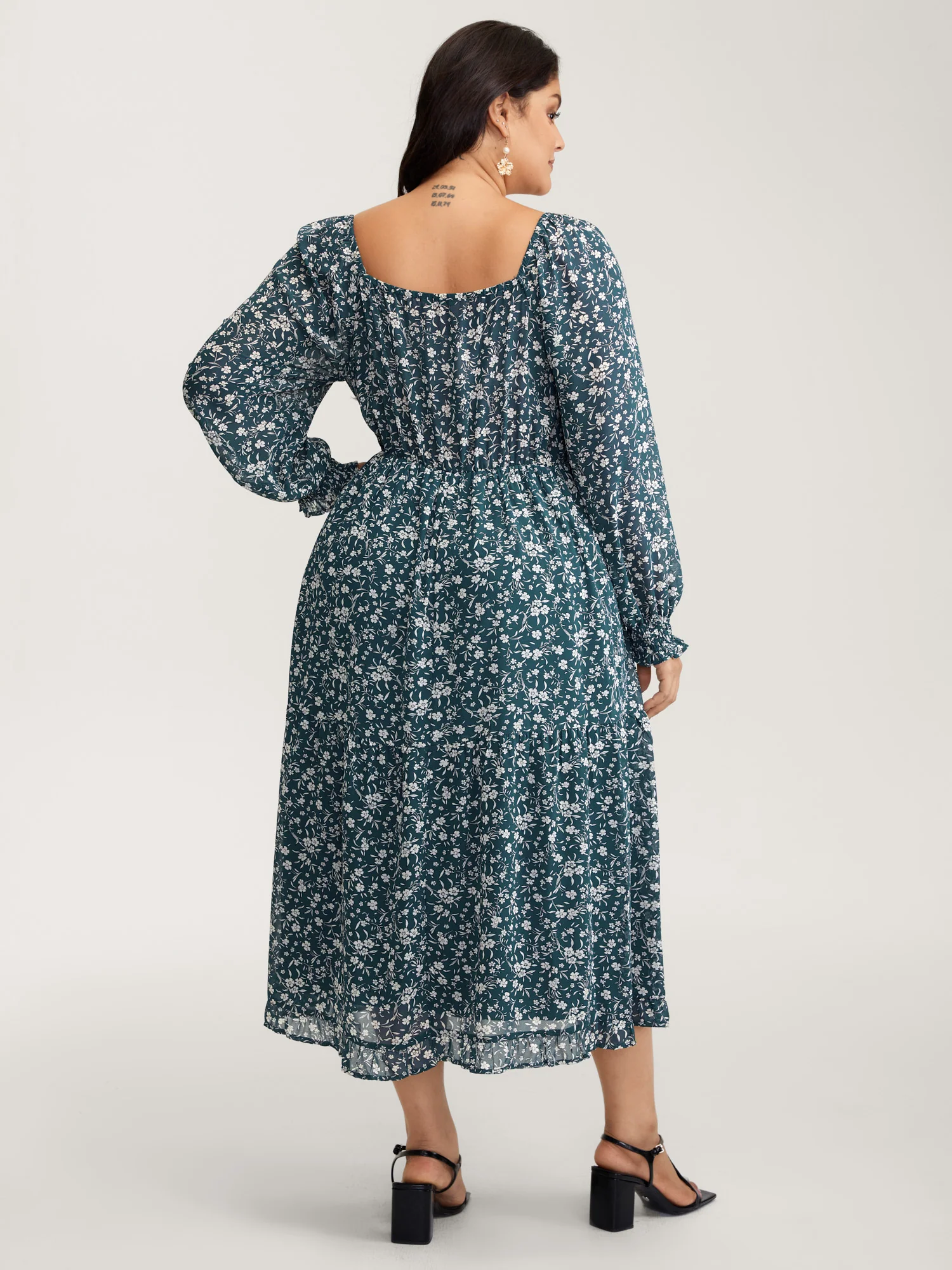 Floral Print Shirred Bodice Maxi Dress - Image 4