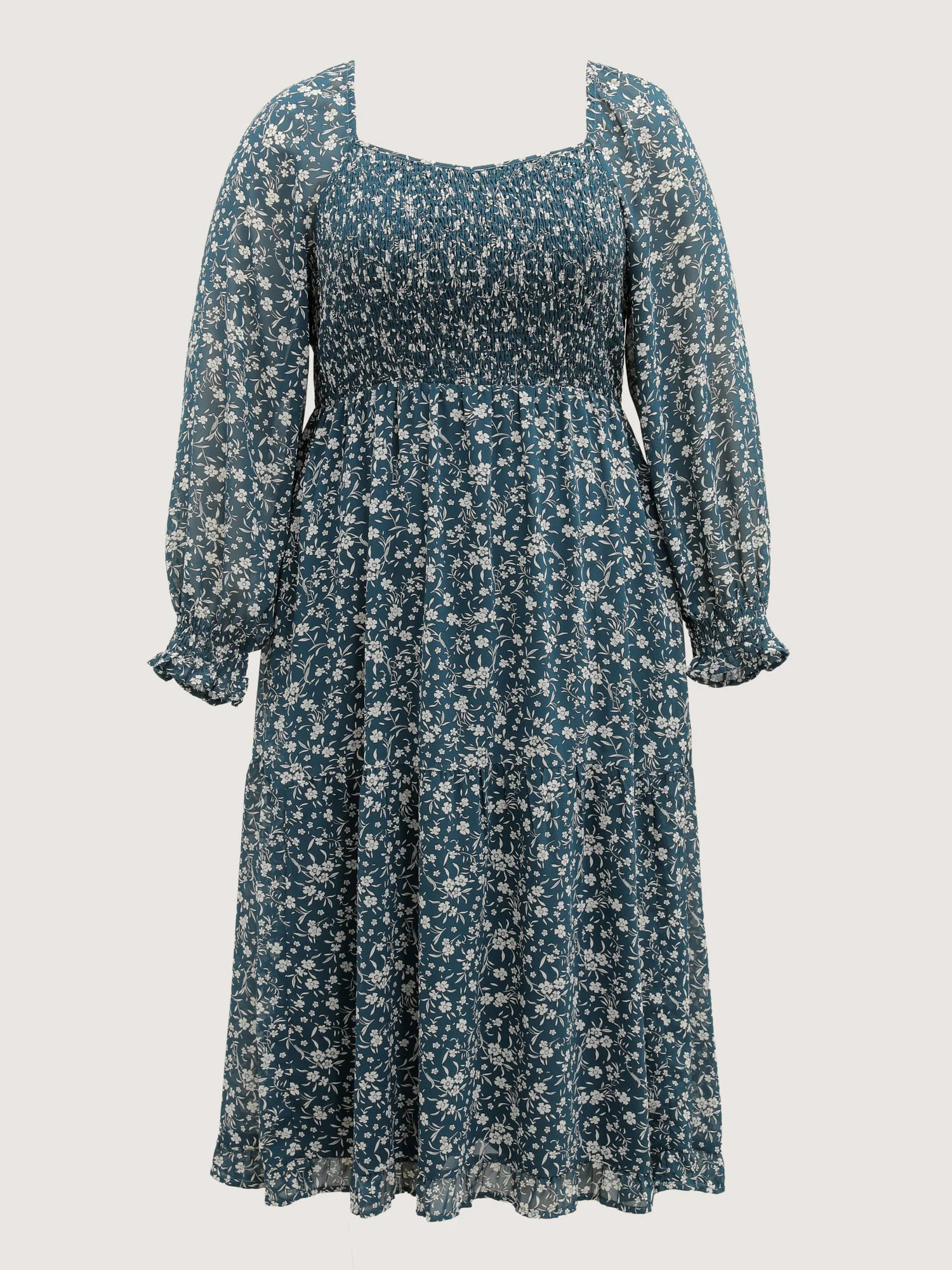 Floral Print Shirred Bodice Maxi Dress - Image 7