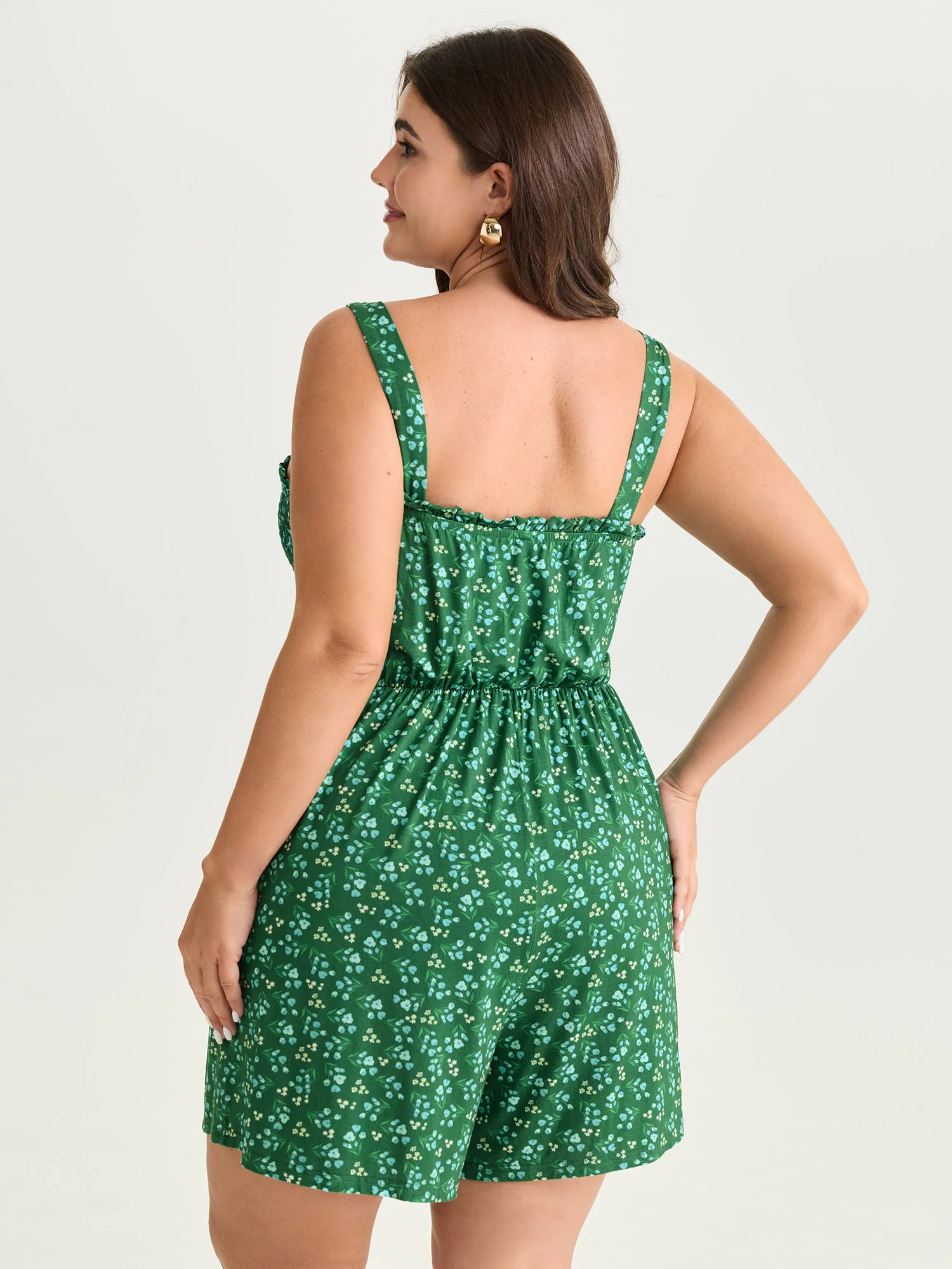 Floral Print Shirred Bodice Romper - Image 3