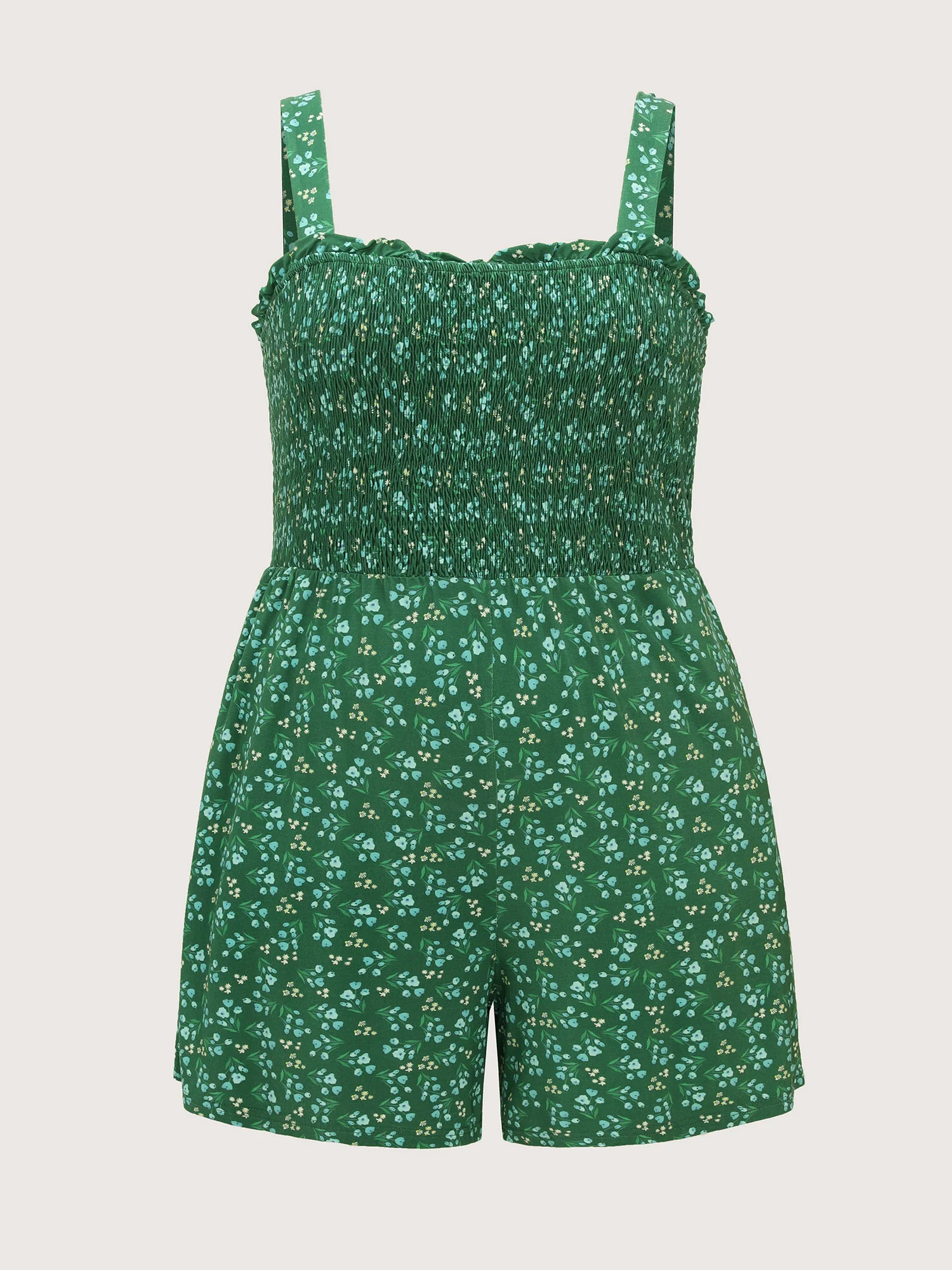Floral Print Shirred Bodice Romper - Image 7