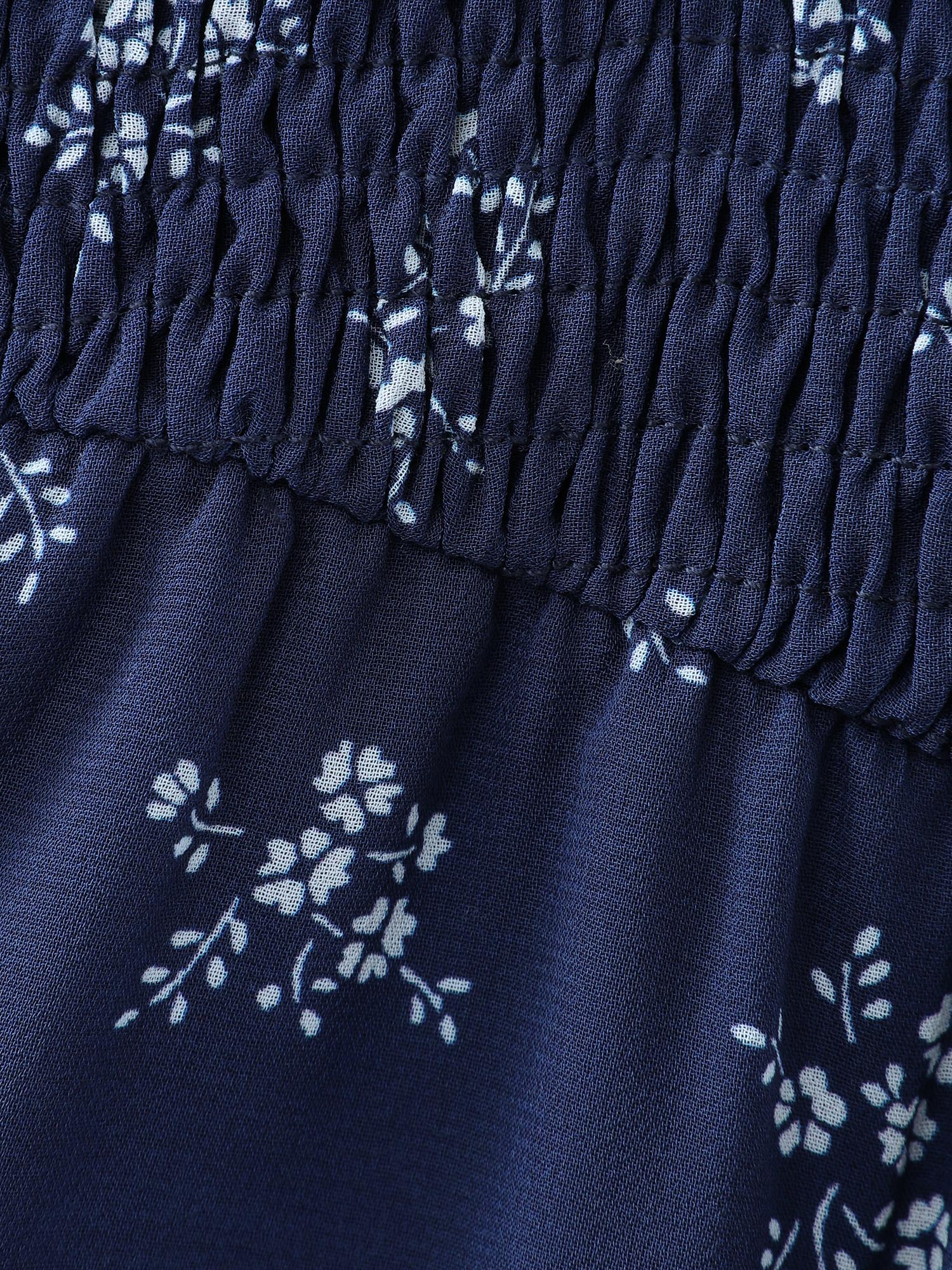 Floral Print Shirred Bodice Sheer Maxi Dress - Image 6