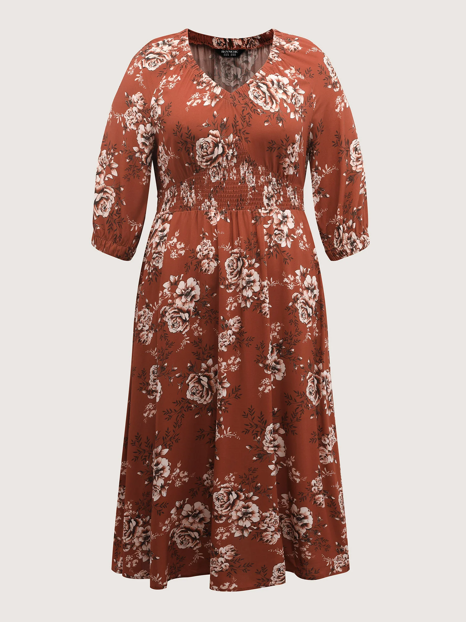 Floral Print Shirred Bust-Comfort Maxi Dress - Image 7