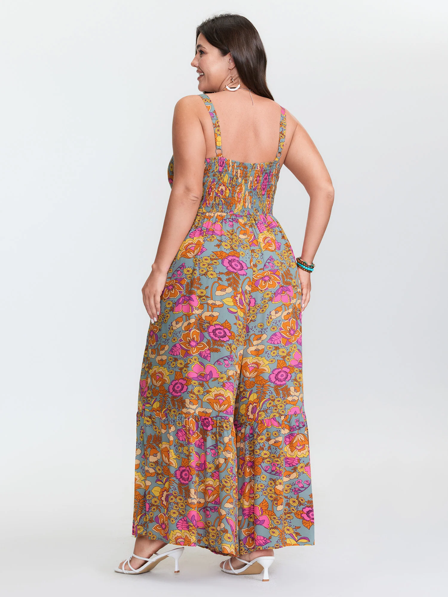 Floral Print Shirred Cami Jumpsuit - Image 4