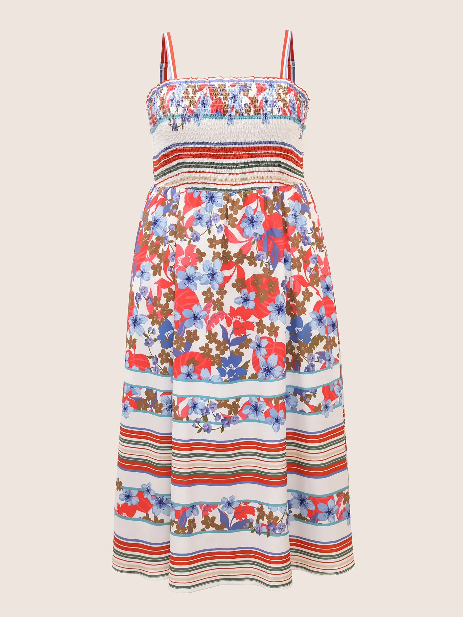 Floral Print Shirred Cami Midi Dress - Image 7