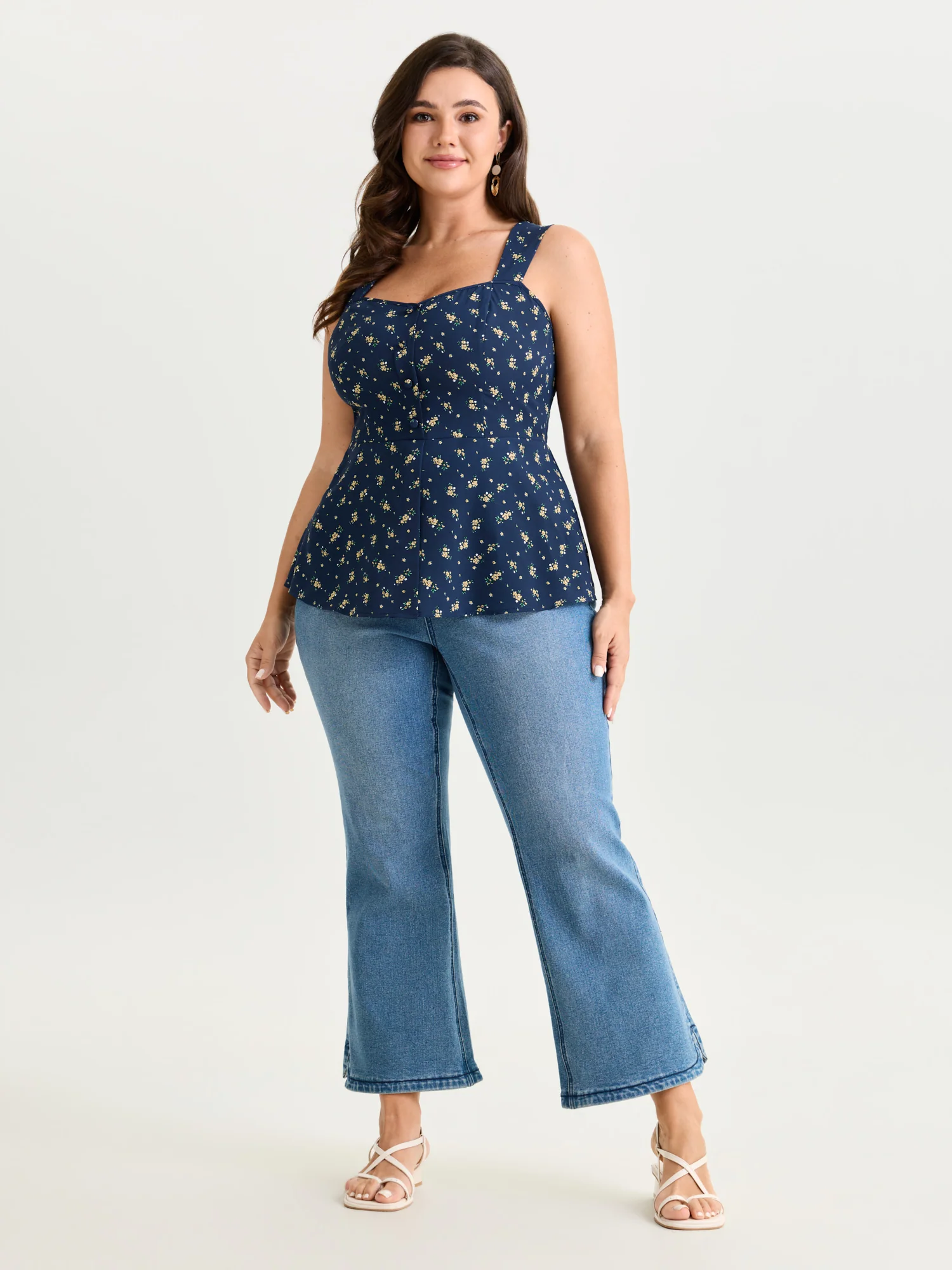 Floral Print Shirred Cinched-Waist Tank Top - Image 10