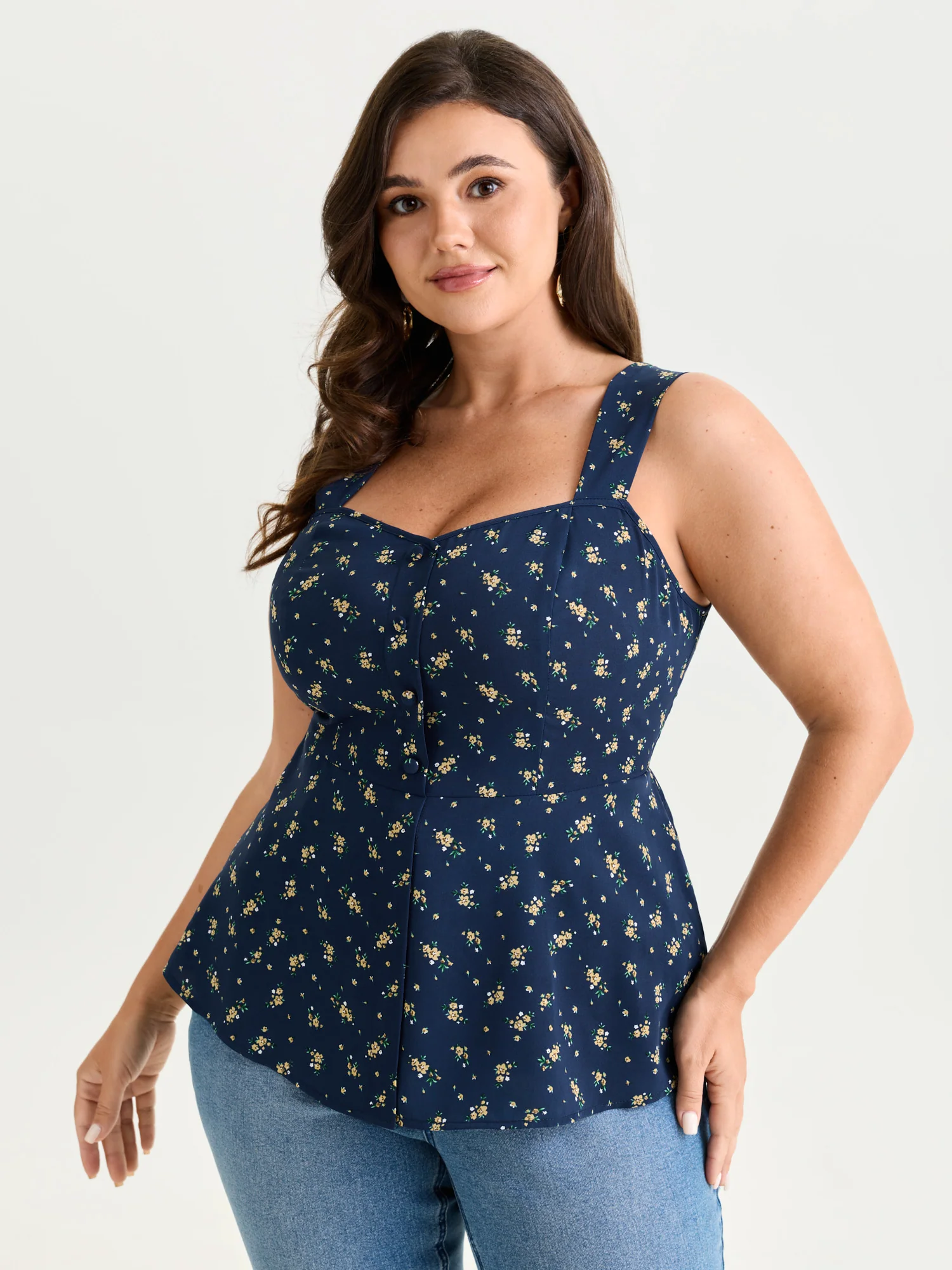 Floral Print Shirred Cinched-Waist Tank Top - Image 8