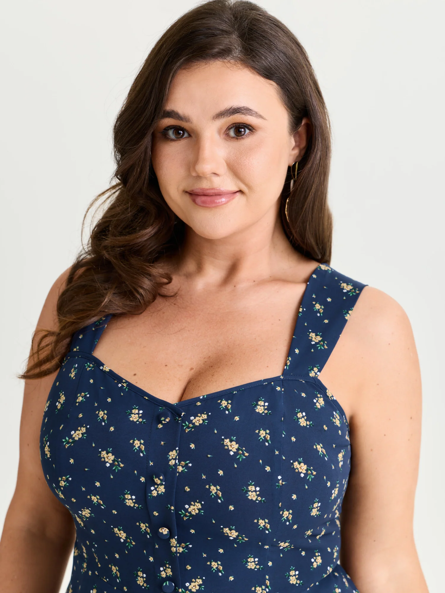 Floral Print Shirred Cinched-Waist Tank Top - Image 9