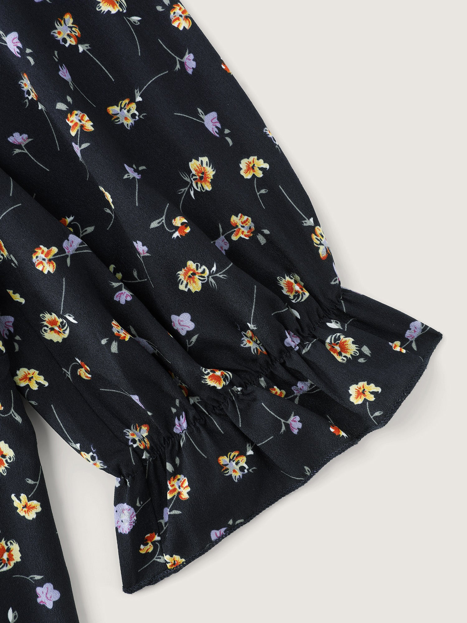 Floral Print Shirred Cuff Sleeve Blouse - Image 5