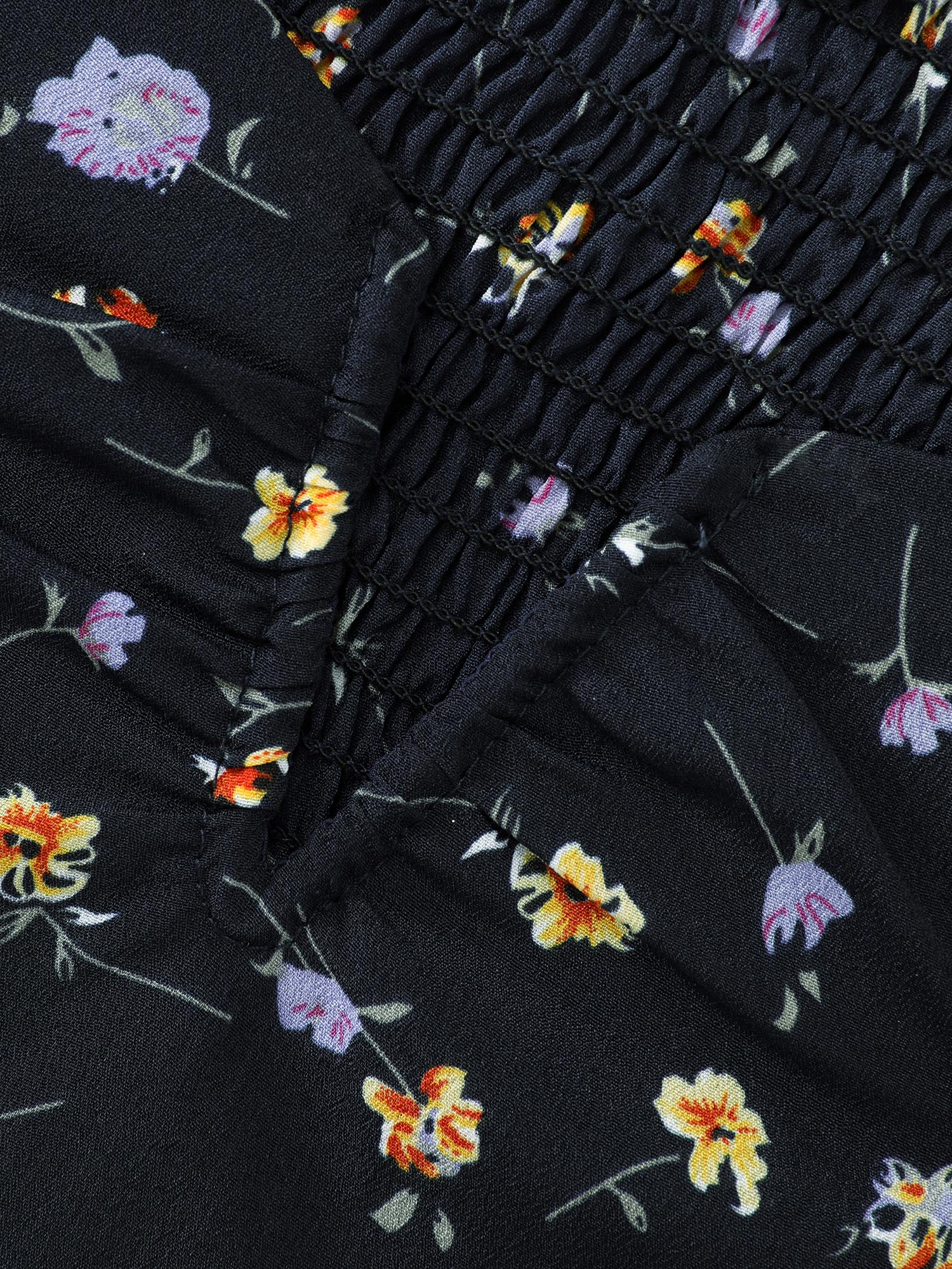 Floral Print Shirred Cuff Sleeve Blouse - Image 6