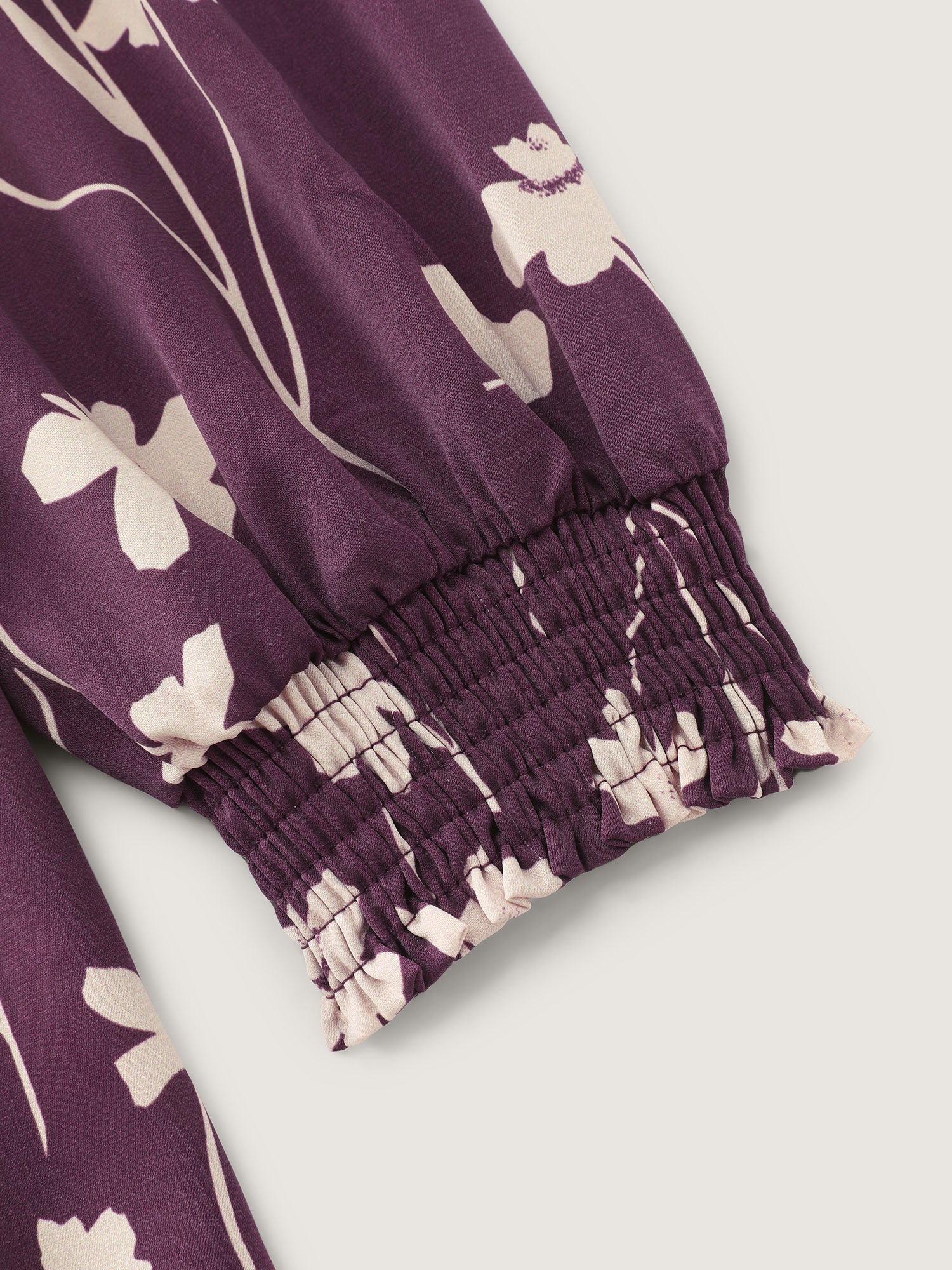 Floral Print Shirred Cuff Sleeve Blouse - Image 5