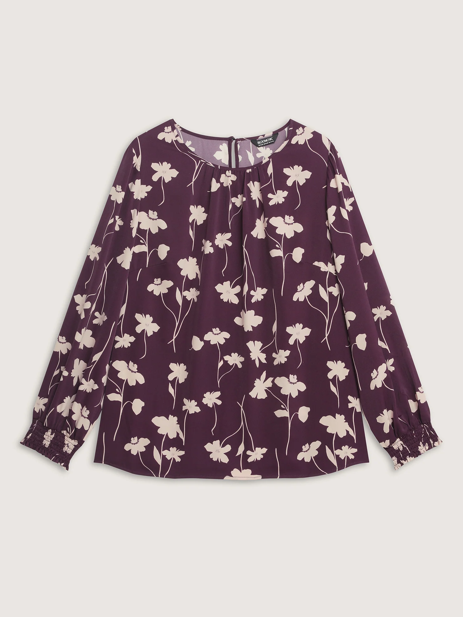 Floral Print Shirred Cuff Sleeve Blouse - Image 7