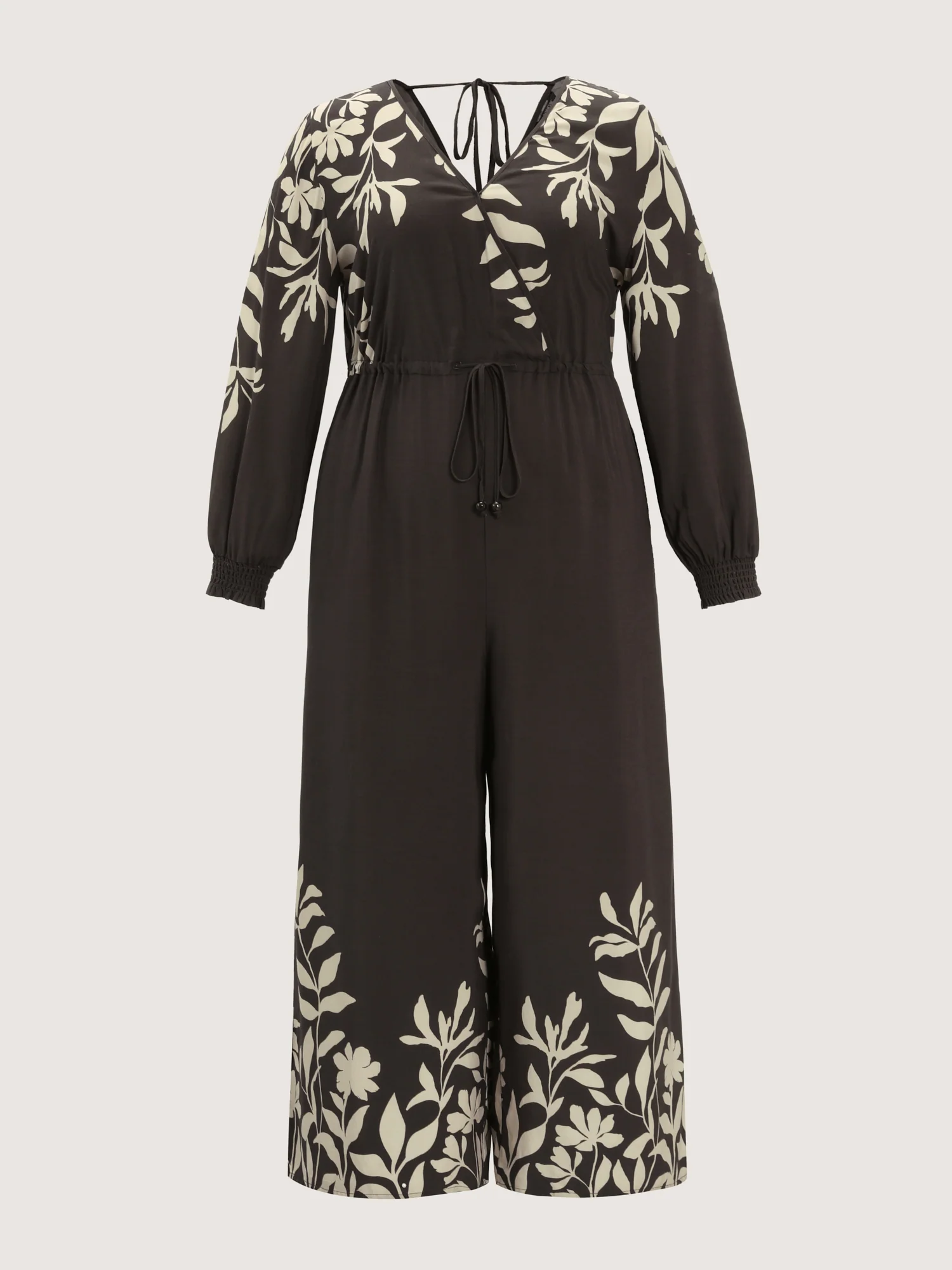 Floral Print Shirred Drawstring Jumpsuit - Image 8