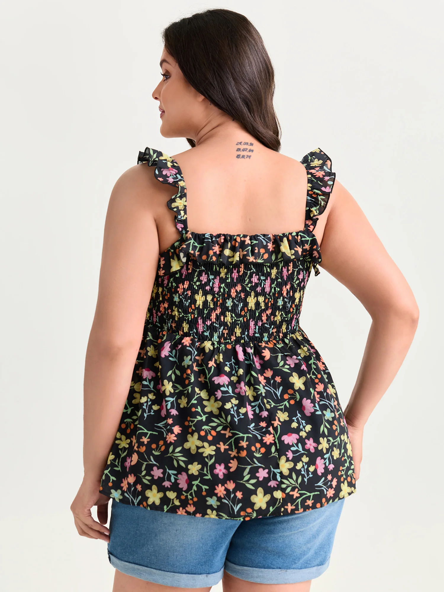 Floral Print Shirred Fit And Flare Tank Top - Image 4