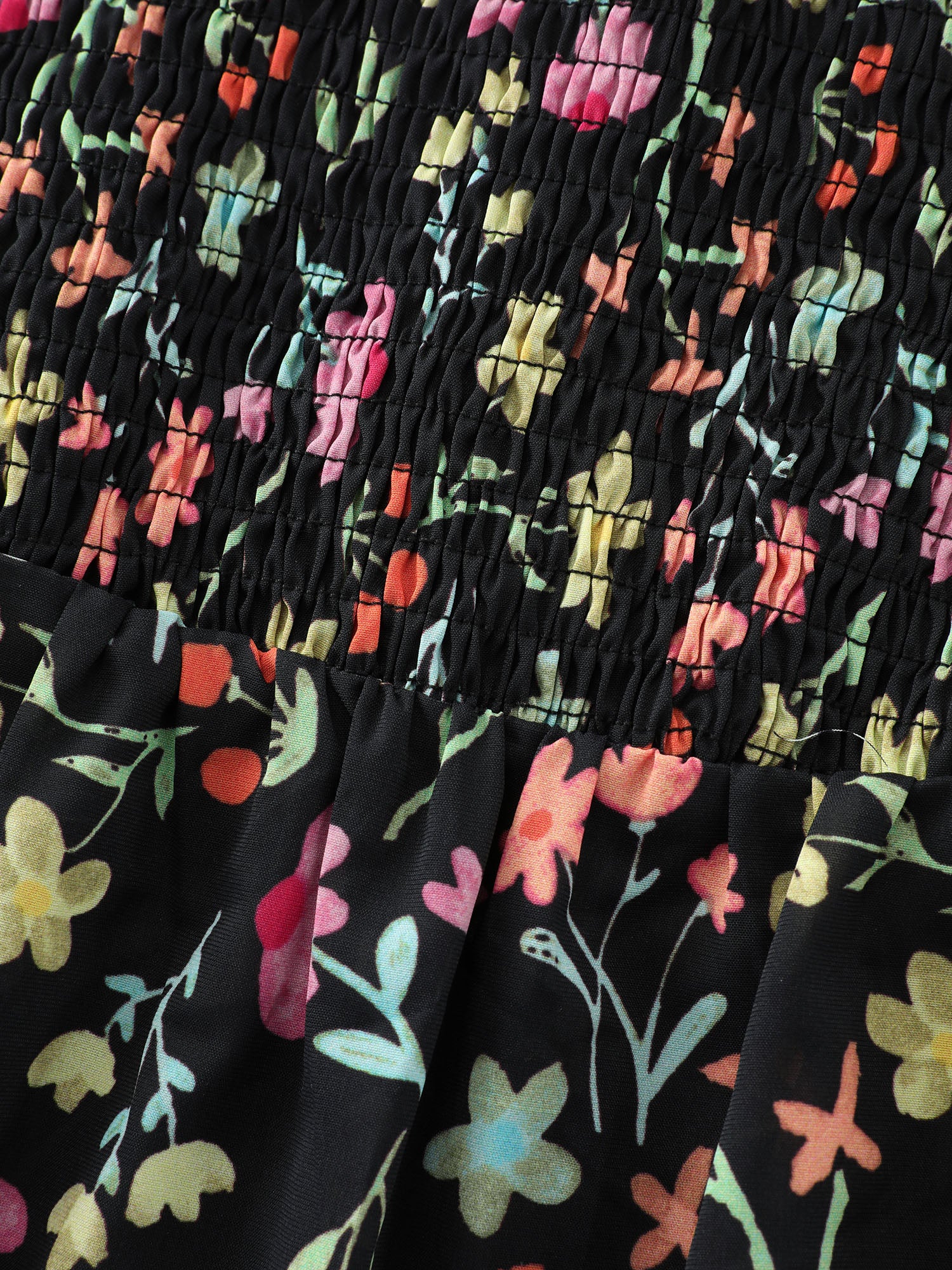 Floral Print Shirred Fit And Flare Tank Top - Image 6