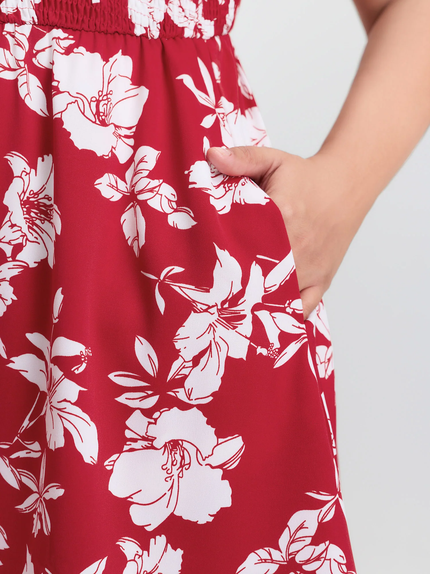 Floral Print Shirred Front Flutter Sleeve Mini Dress - Image 4