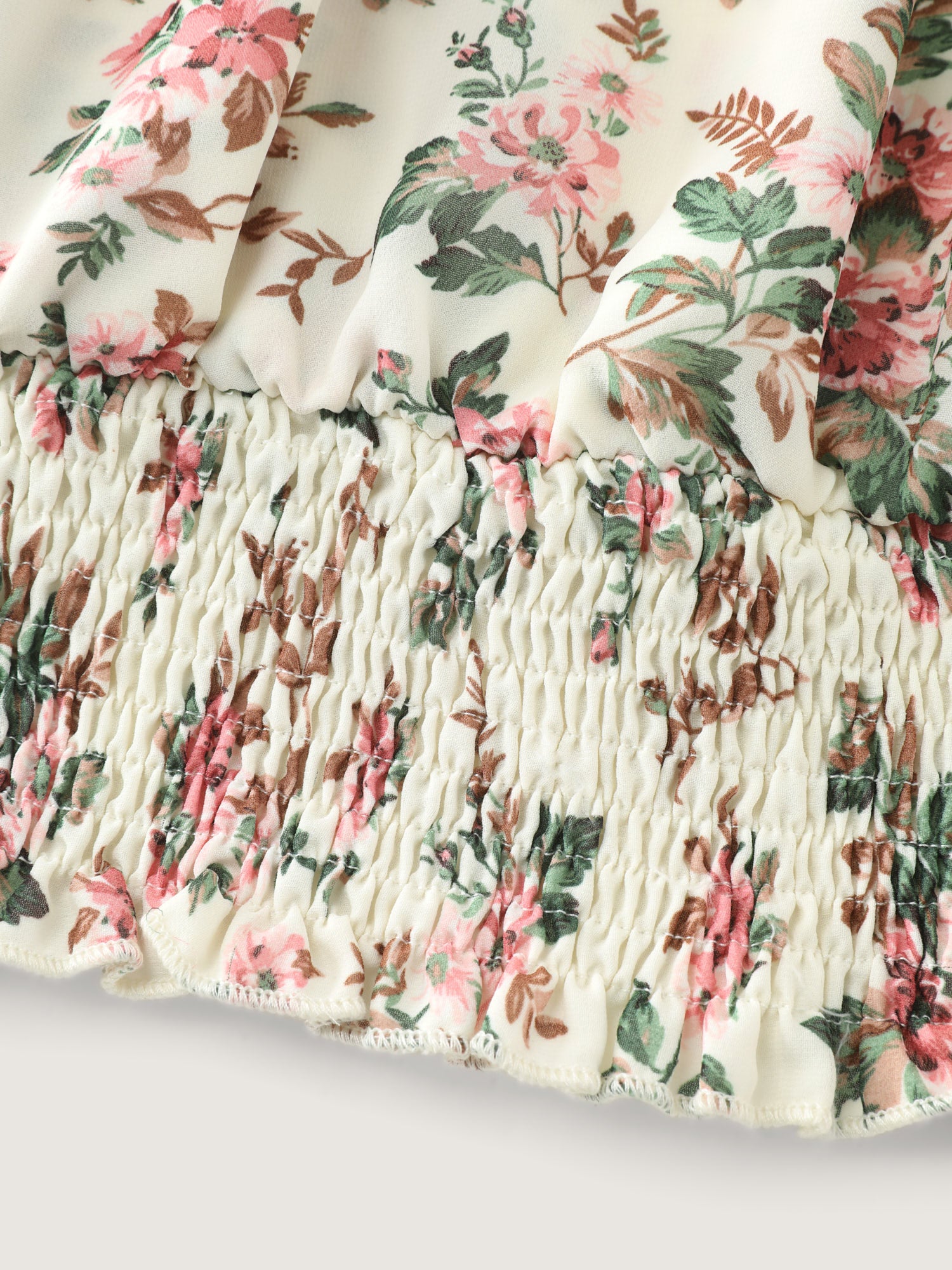 Floral Print Shirred Hem Blouse - Image 6