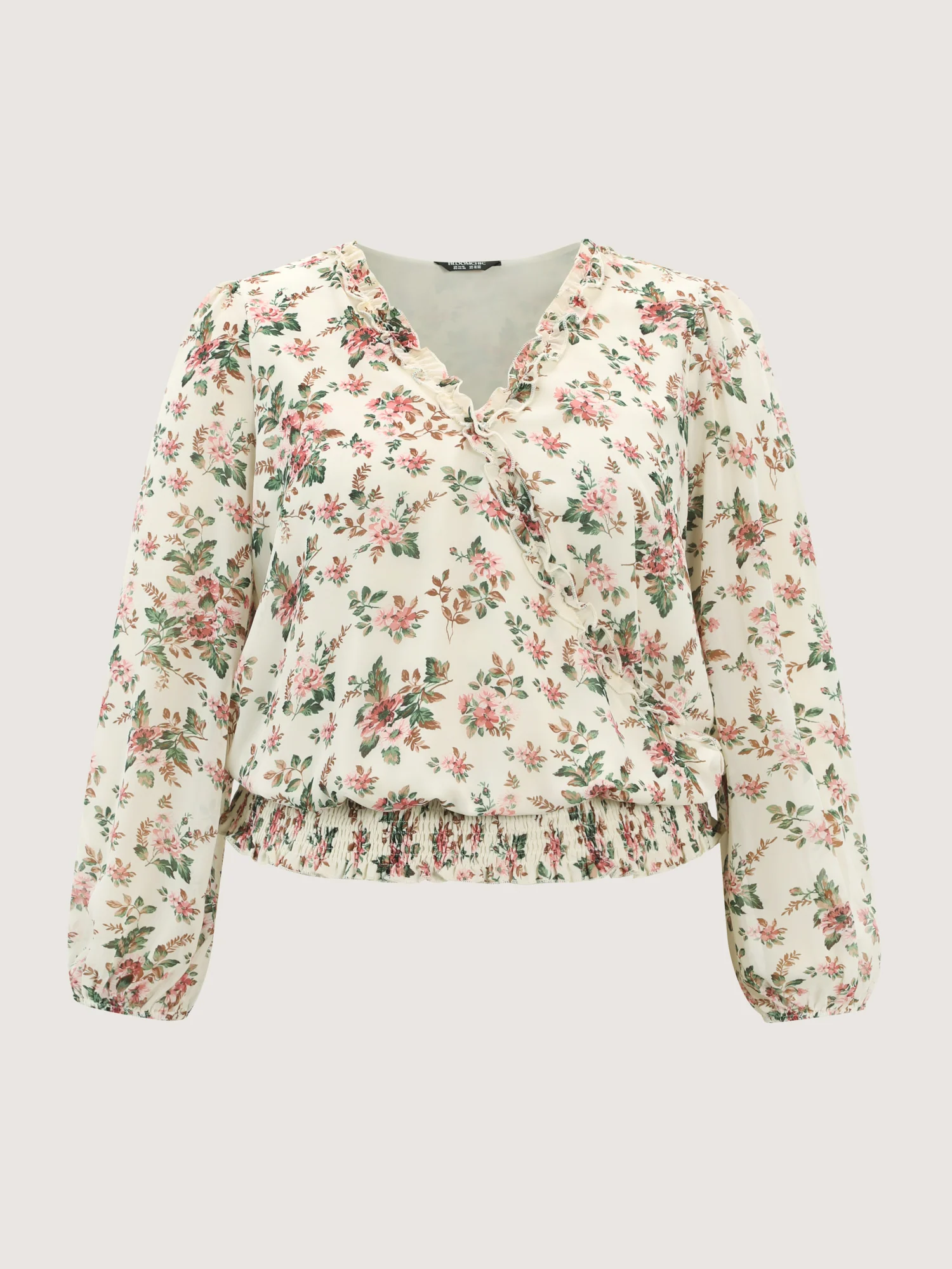 Floral Print Shirred Hem Blouse - Image 7