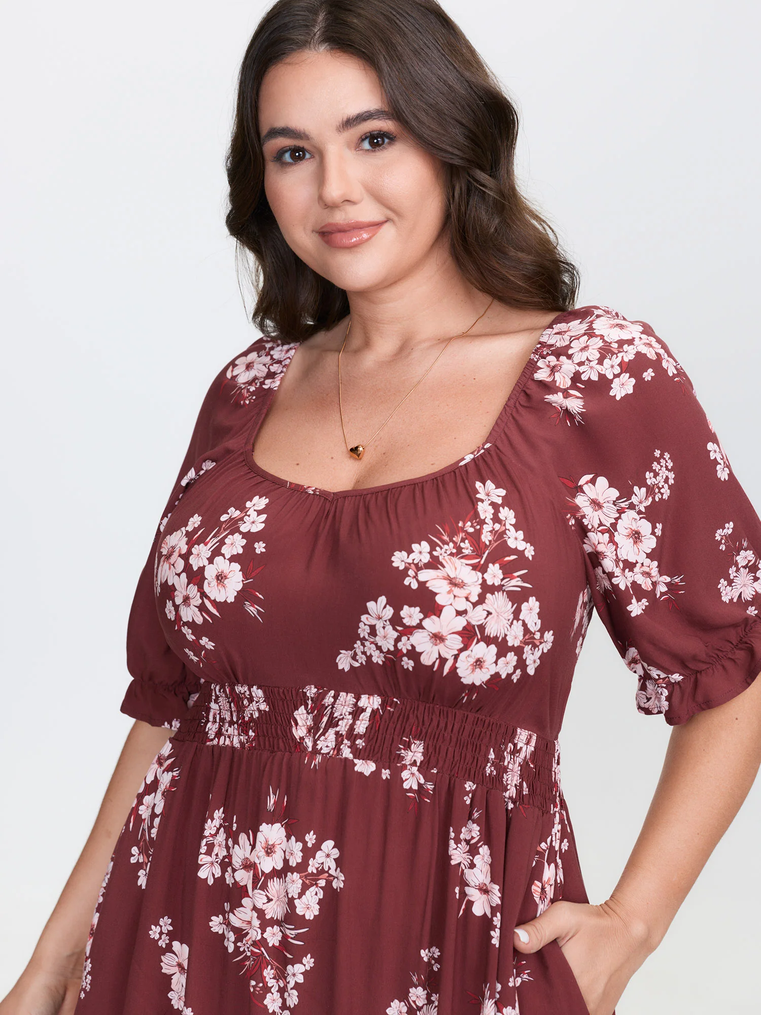 Floral Print Shirred Maxi Dress - Image 2