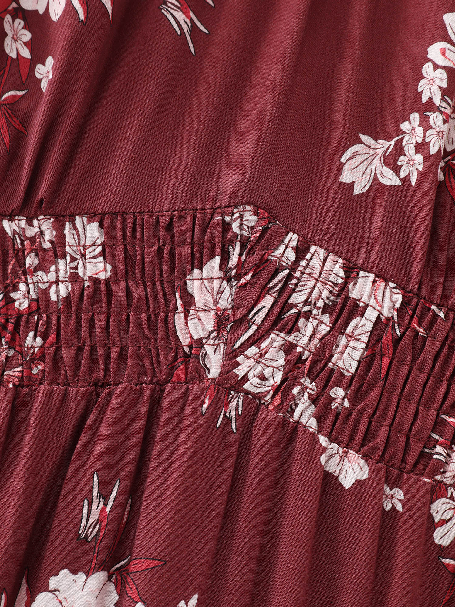 Floral Print Shirred Maxi Dress - Image 6