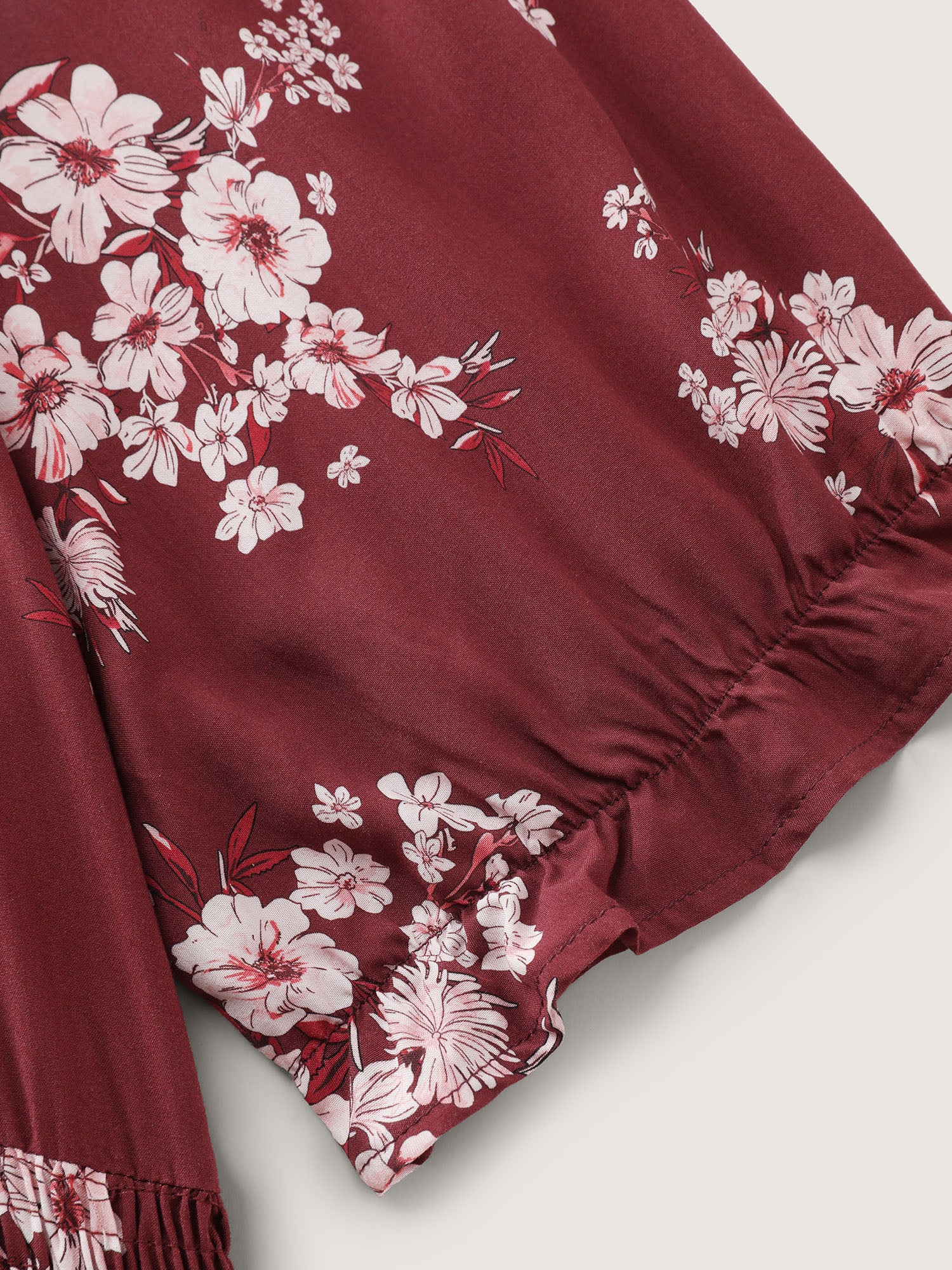 Floral Print Shirred Maxi Dress - Image 7