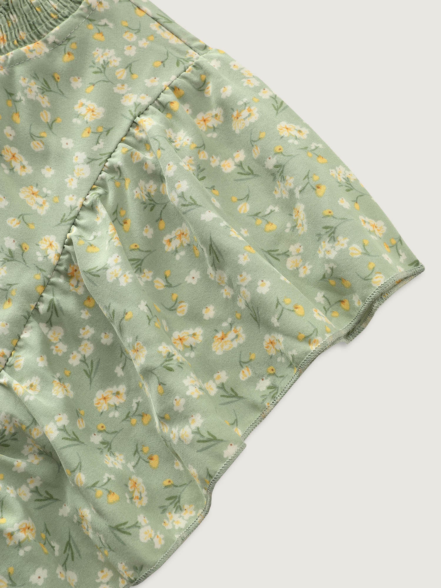 Floral Print Shirred Mock Neckline Blouse - Image 7