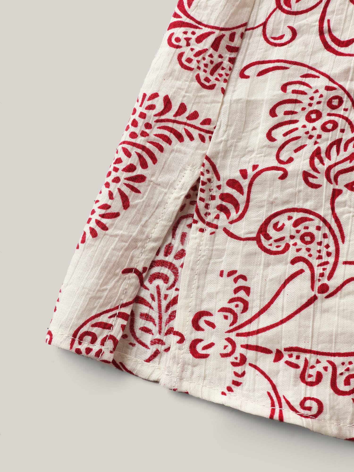 Floral Print Shirred Neck Flowy Blouse - Image 6