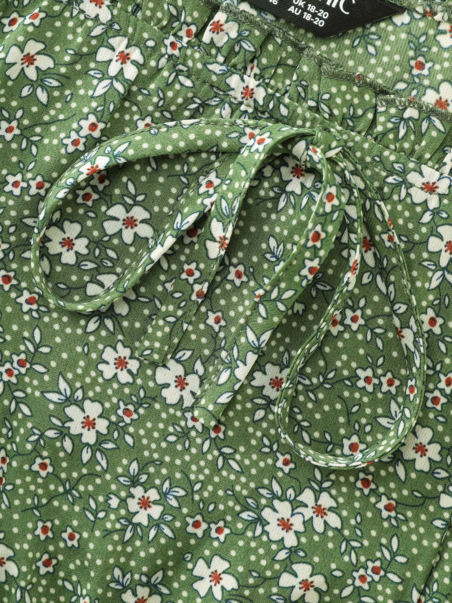 Floral Print Shirred Pockets Midi Dress - Image 6