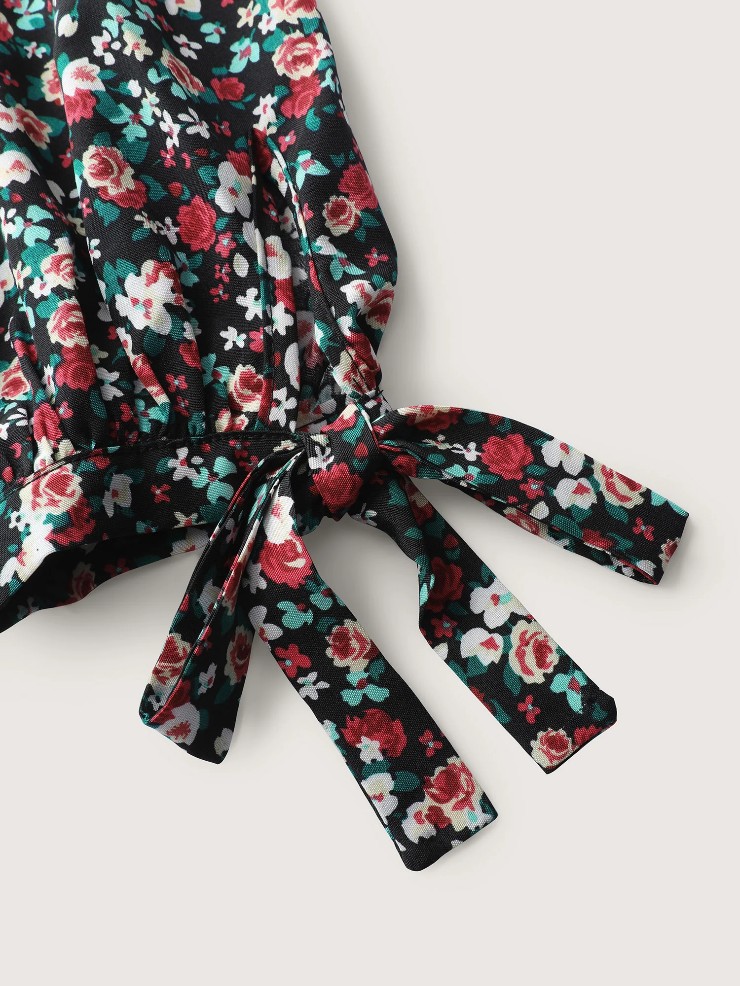 Floral Print Shirred Sleeve Tie Blouse - Image 7