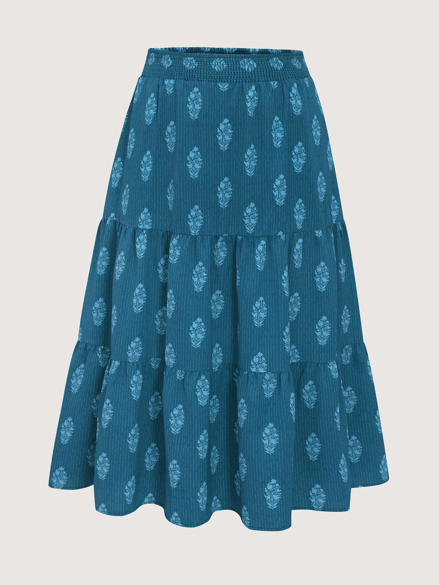 Floral Print Shirred Tiered Maxi Skirt - Image 7