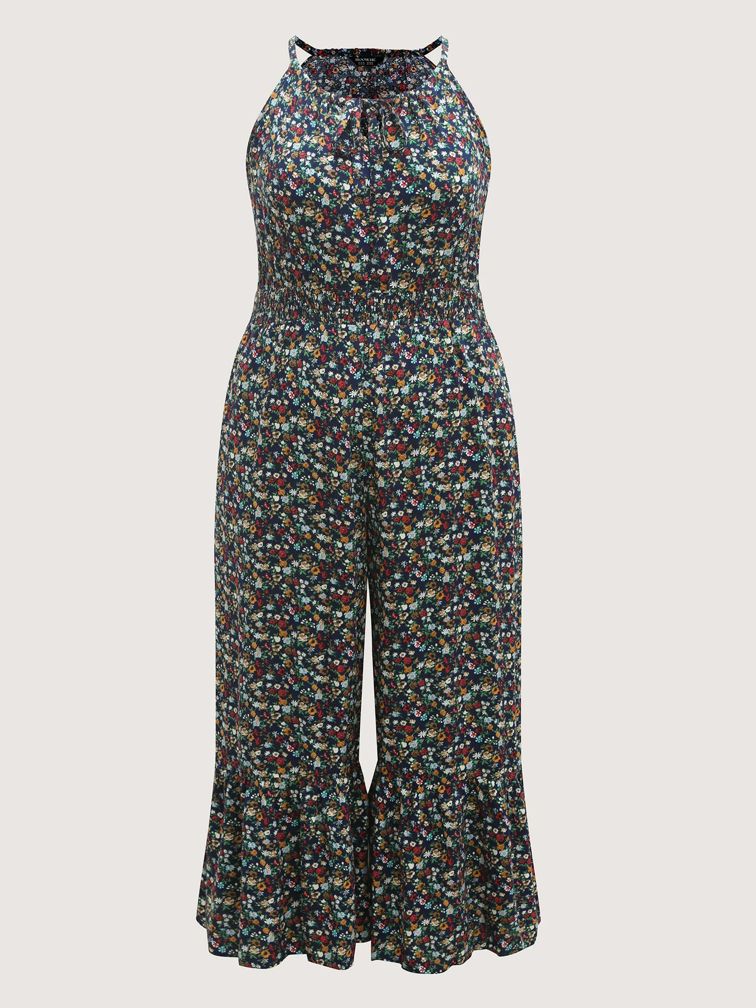 Floral Print Shirred Waist Cami Jumpsuit - Image 7