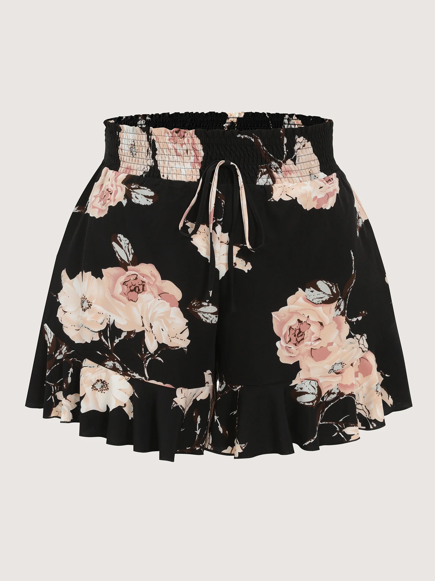 Floral Print Shirred Waist Drawstring Pants - Image 8