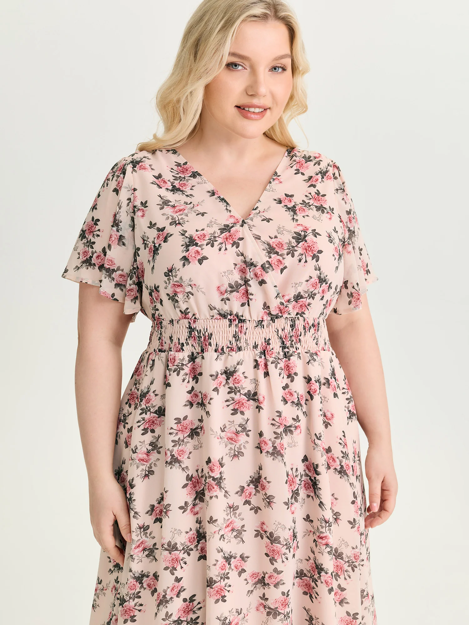 Floral Print Shirred Waist Maxi Dress - Image 2